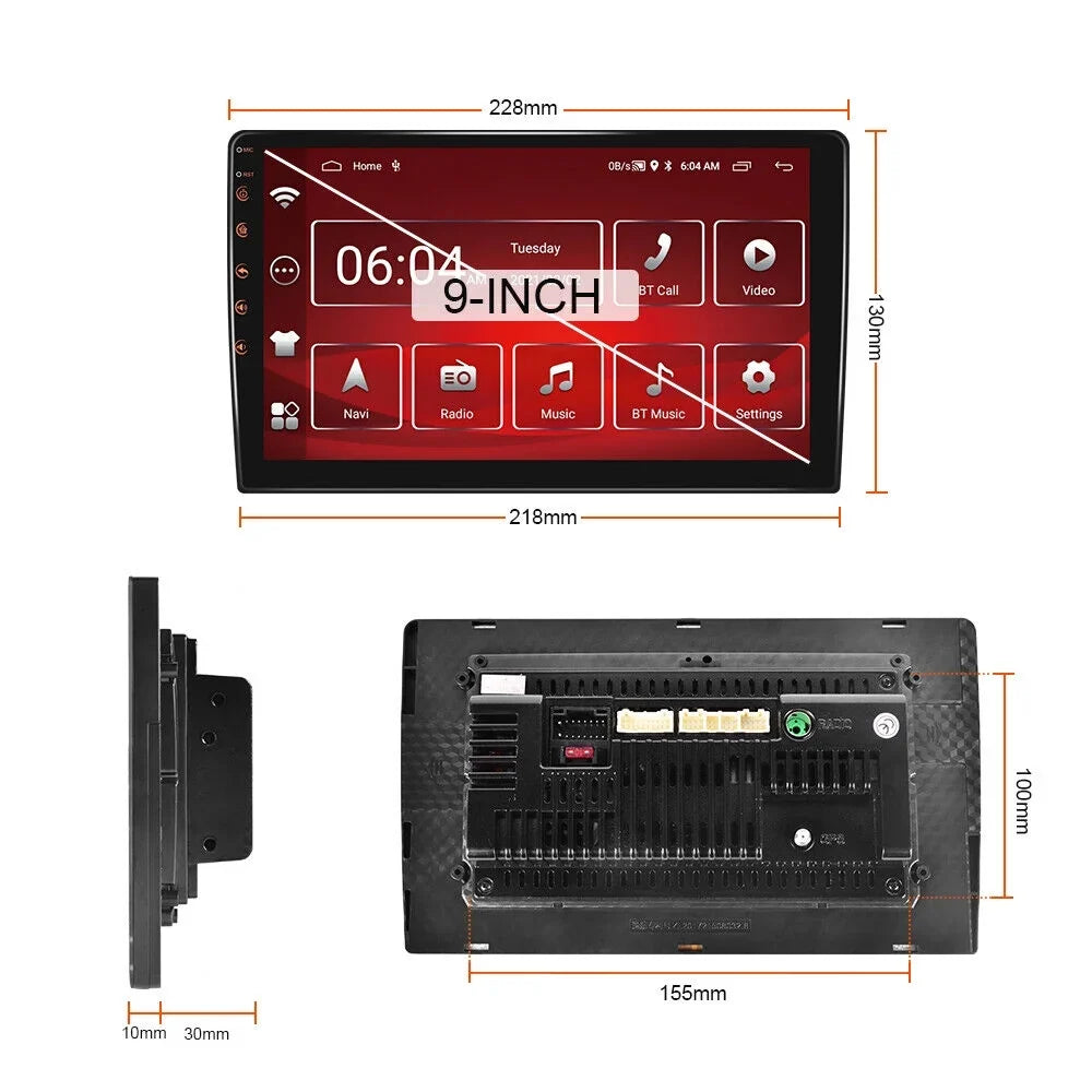 9" Android Car Stereo DSP AM/FM Radio GPS Navigation 4+32G Universal Double Din 1280X720 QLED Screen Wireless Apple Carplay Android Auto in-Dash Head Unit Multimedia Climate Store,YouTube