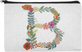 Letter B Floral Initial Makeup Cosmetic Bag Organizer Pouch