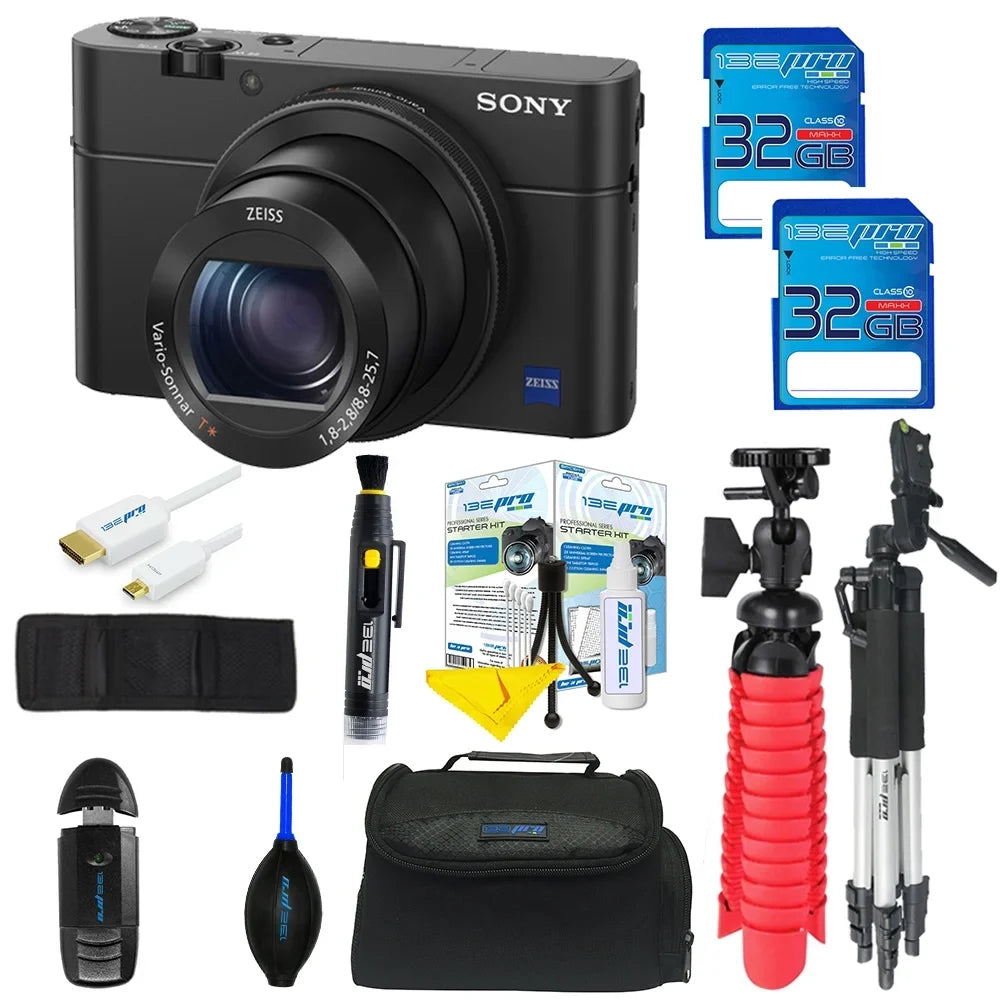 Sony Cyber-shot DSC-RX100 IV Digital Camera + 32GB SD Card + Tripod + Camera Case + Pixi Advanced Bundle Kit