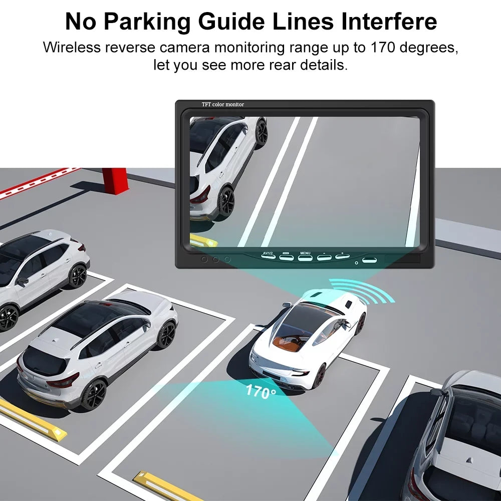 Podofo Vehicle Reverse Backup Cameras Monitor System Kit 12V/24V, 1080P Front Side Rear View Camera for RV Bus Truck Trailer Caravan Camper