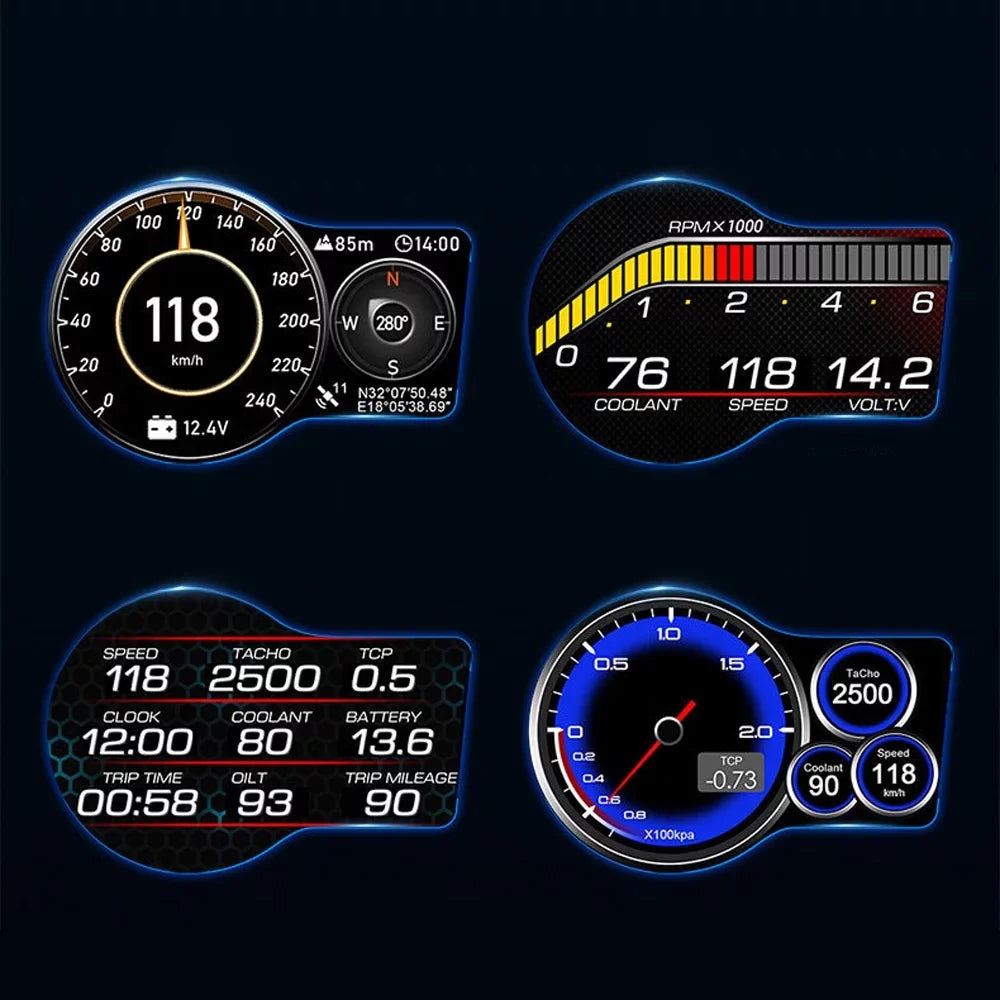 Andoer Dual System Car Head Up Display with Speed/Clock/RPM, Overspeed Alarm, Brake Test, GPS Navigation,