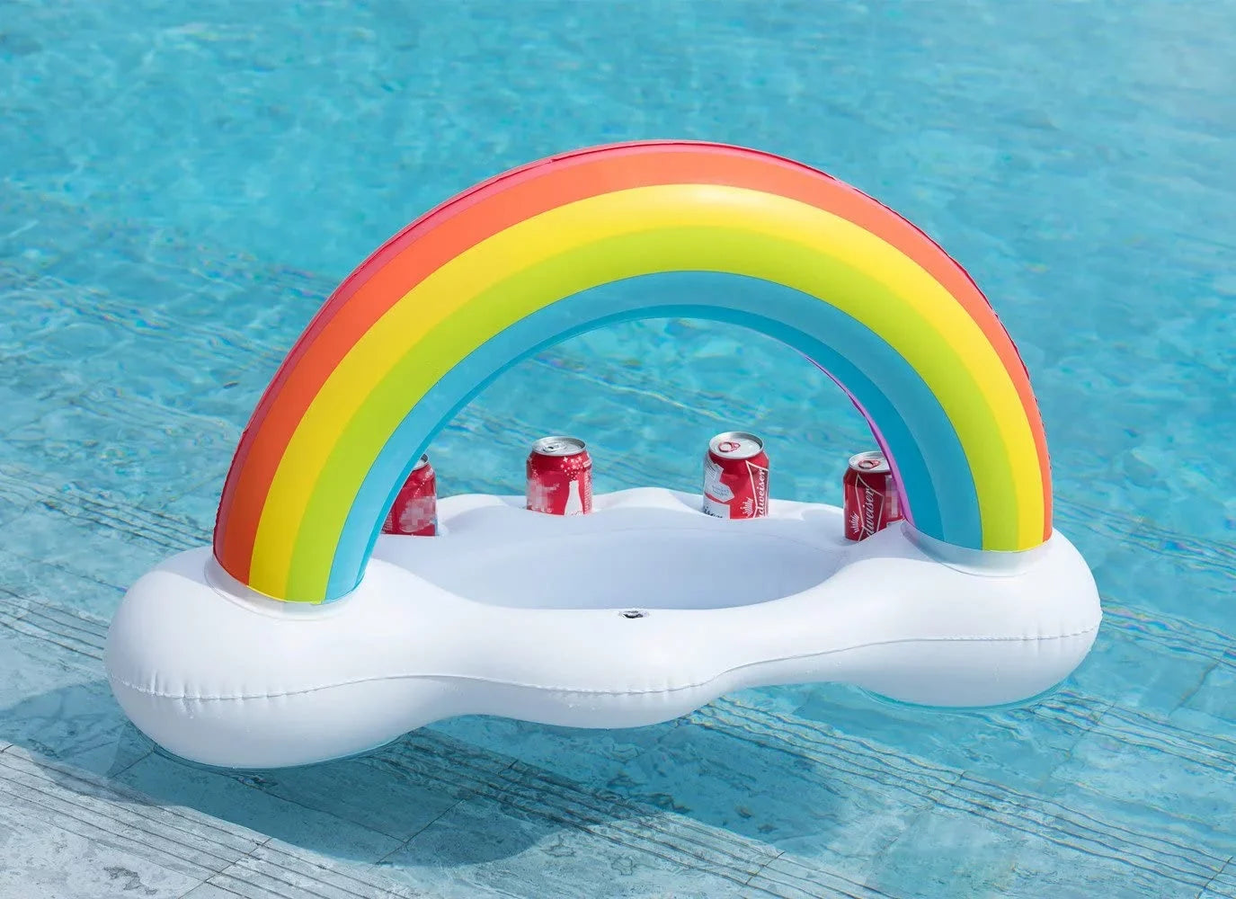 Inflatable Rainbow Cloud Drink Holder Floating Beverage Water Fun Decorations