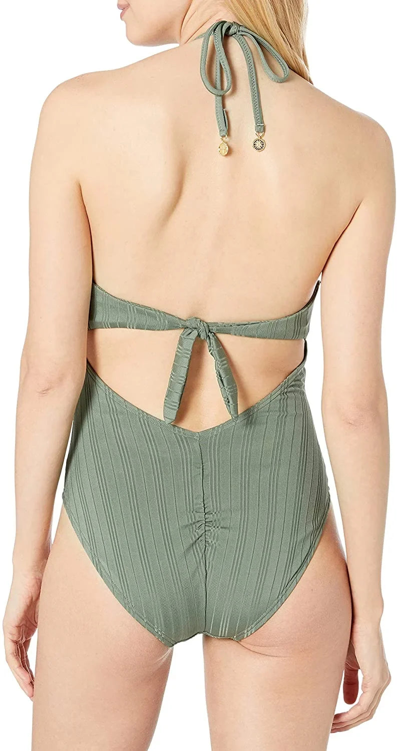Vince Camuto IGUA Ripple Effect Wrap-Front One-Piece Swimsuit, US 8