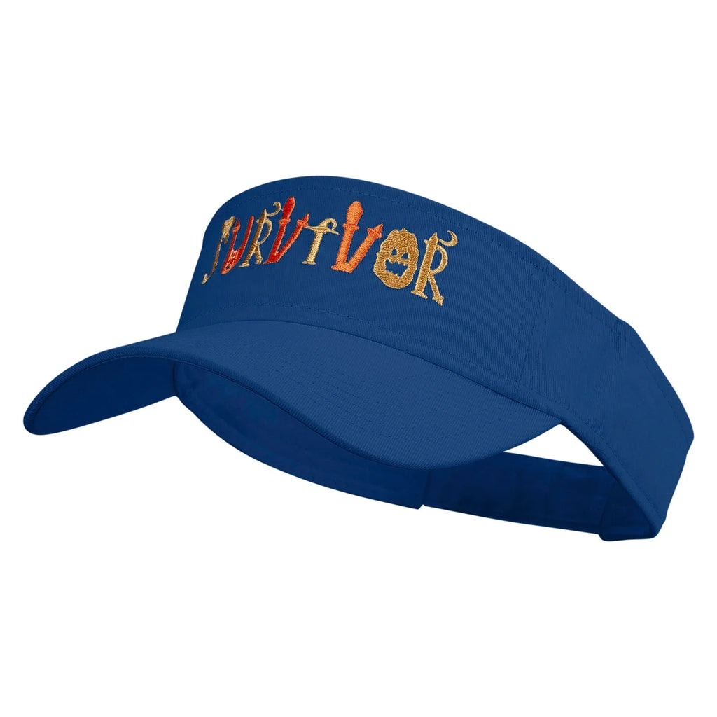 Spooky Survivor Embroidered Cotton Twill Sun Visor - Royal OSFM