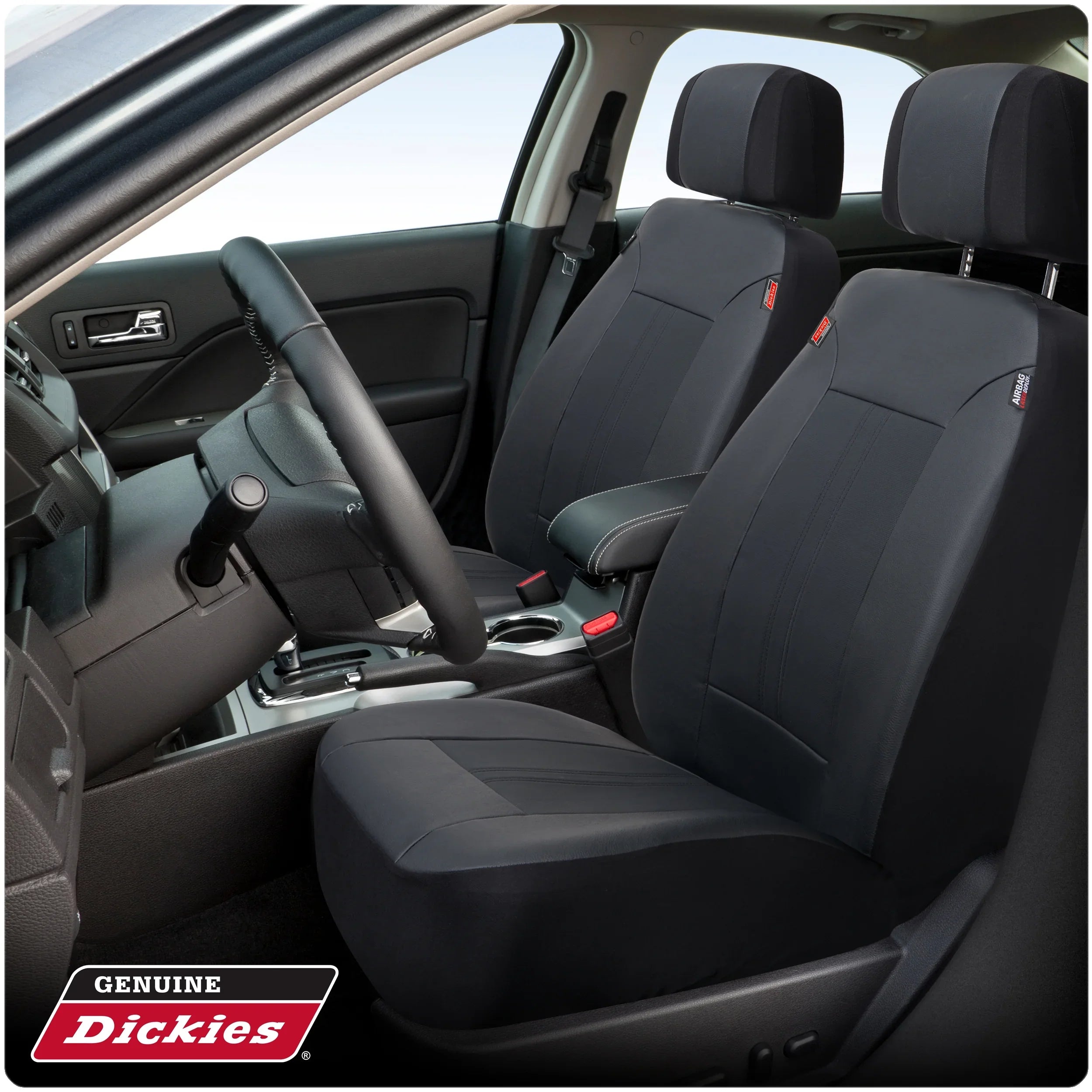 Genuine Dickies 3-Piece Black Petersen Vegan Leather Car Seat Protection 43645WDI