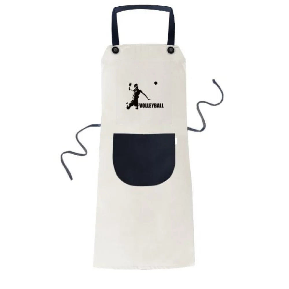 American Sports Volleyball Apron Adjustable Bib Cotton Linen BBQ Kitchen Pocket Pinafore