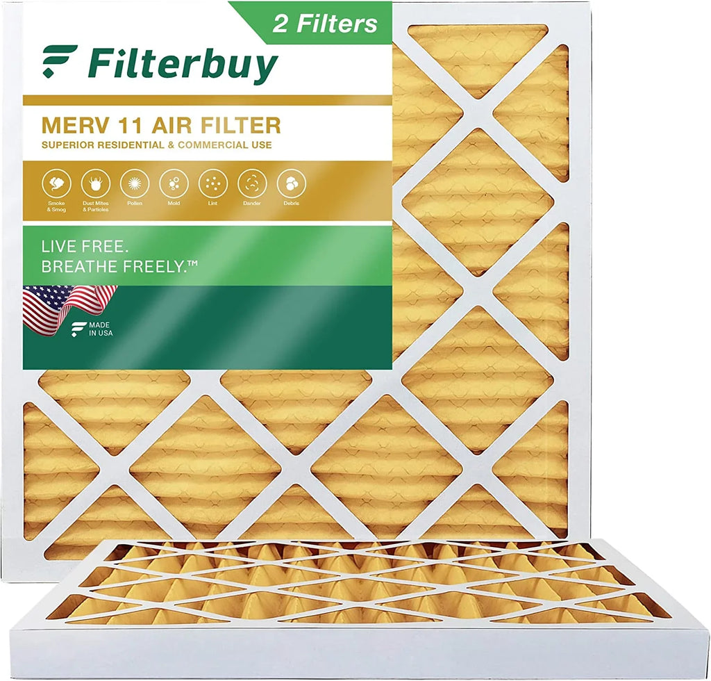 Filterbuy 20x20x2 MERV 11 Pleated HVAC AC Furnace Air Filters (2-Pack)