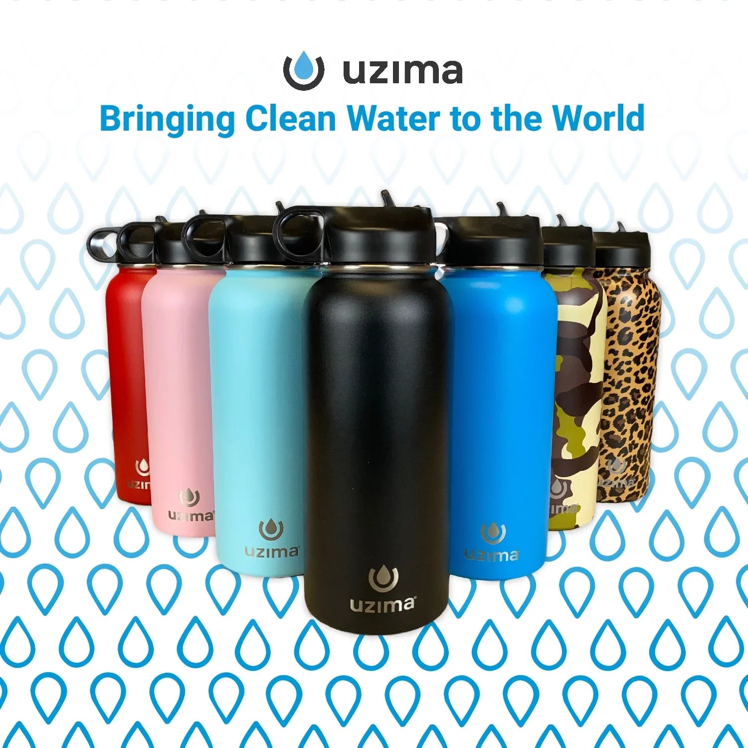 Uzima - Z-Source Filtered Water Bottle for Hiking, Backpacking, Camping, and Travel. Water Purification on the Go. Large 32oz Capacity with Double-Walled Stainless Steel Exterior .(Red)