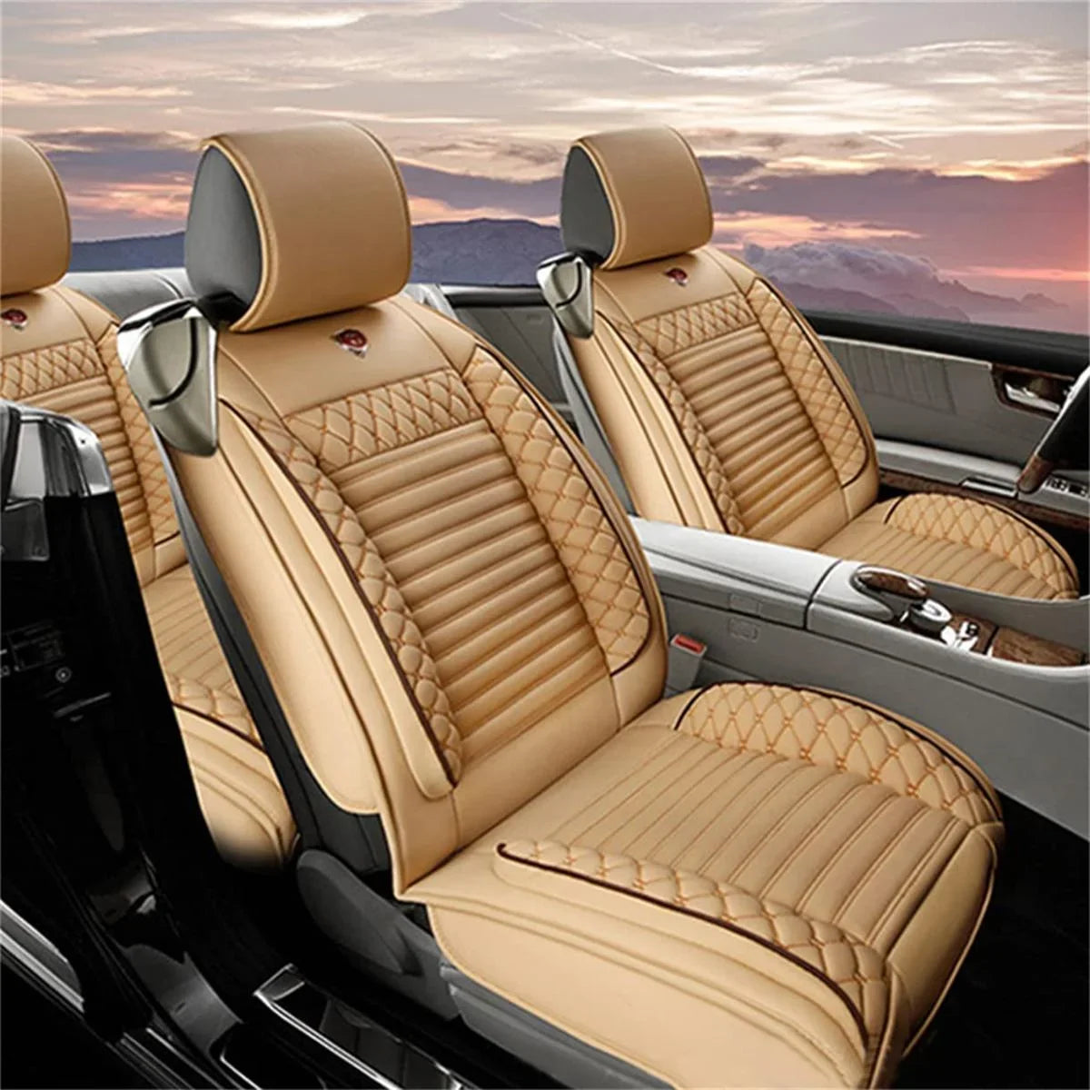 Luxury Car Seat Shield For 11-17 200 55-22 300 04-22 Pacifica 5-Seat PU Leather Fits select: 2015-2017 CHRYSLER 200 LIMITED, 2017-2022 CHRYSLER PACIFICA TOURING L