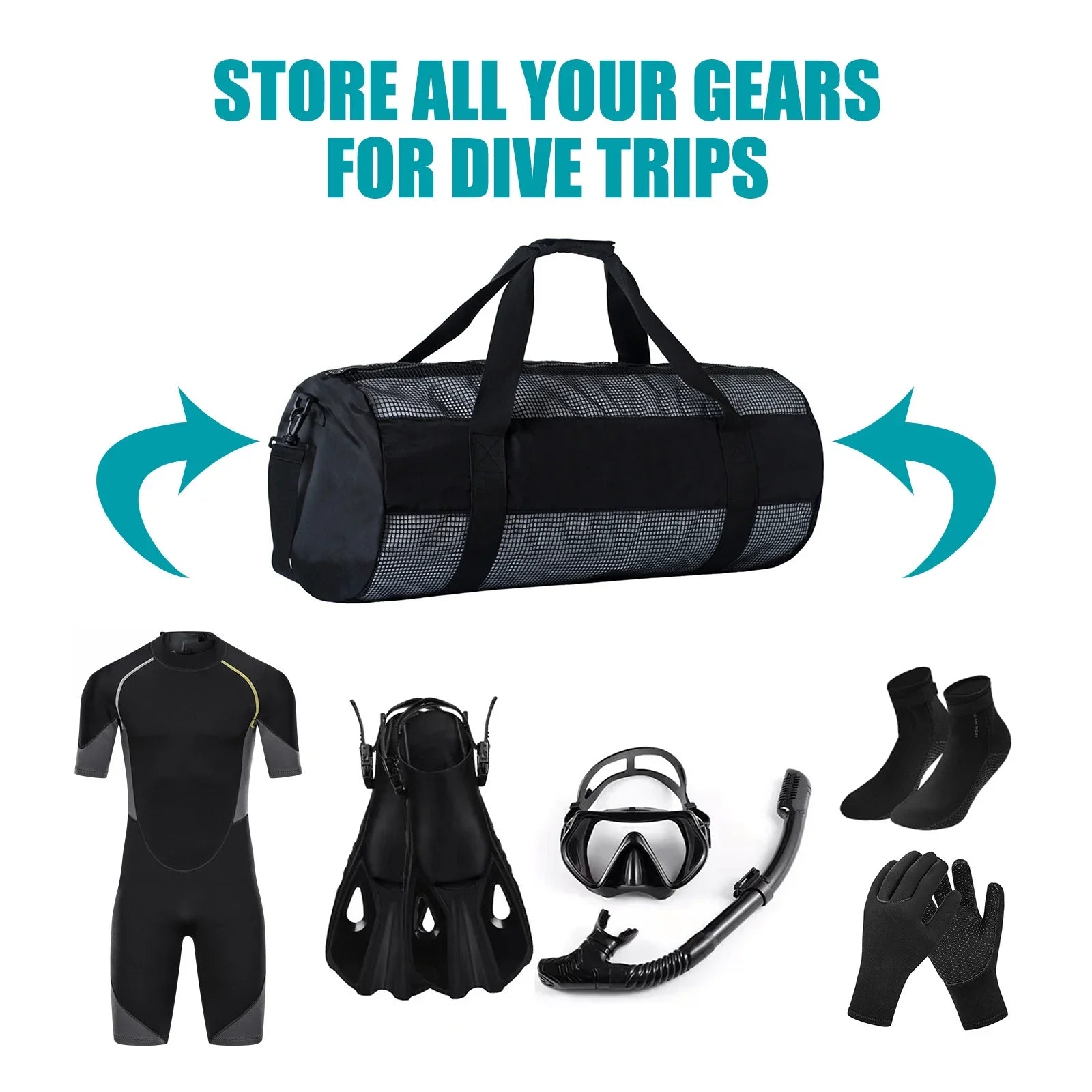 Bisofice Bag,Pvc Zipper Strong Mesh Easy To Easy To Carry Dive Mesh Easy Snorkel Dive Mesh To Carry Pvc Zipper Strong Nylon Mesh Dive Snorkel Qisuo Mesh Dive Huiop