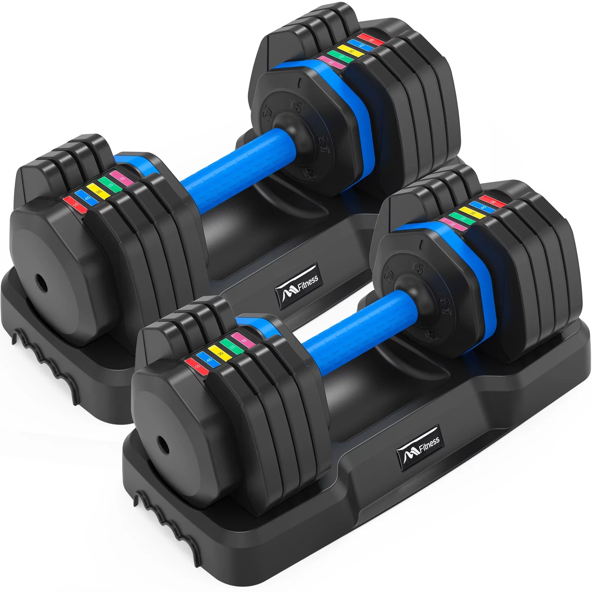 Adrinfly Adjustable Dumbbell - 55lb x2 Dumbbell Set of 2 with Anti-Slip Handle, Fast Adjust Weight by Turning Handle with Tray, Exercise Fitness Dumbbell Suitable for Full Body Workout