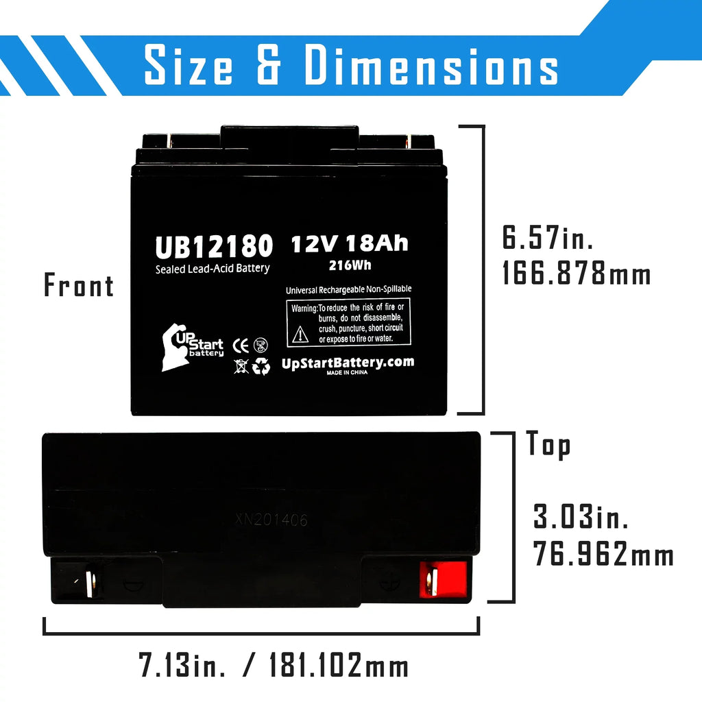 2x Pack - Suitable General Power GPS3K12061 Battery - Replacement UB12180 Universal Sealed Lead Acid Battery (12V, 18Ah, 18000mAh, T4 Terminal, AGM, SLA)