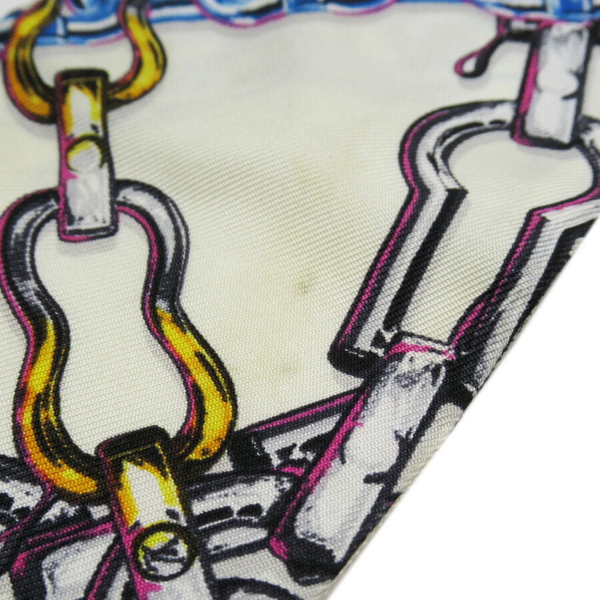 Pre-Owned Louis Vuitton Bandeau Ribbon Scarf Ivory x Blue 100% Silk MP1691 (Good)