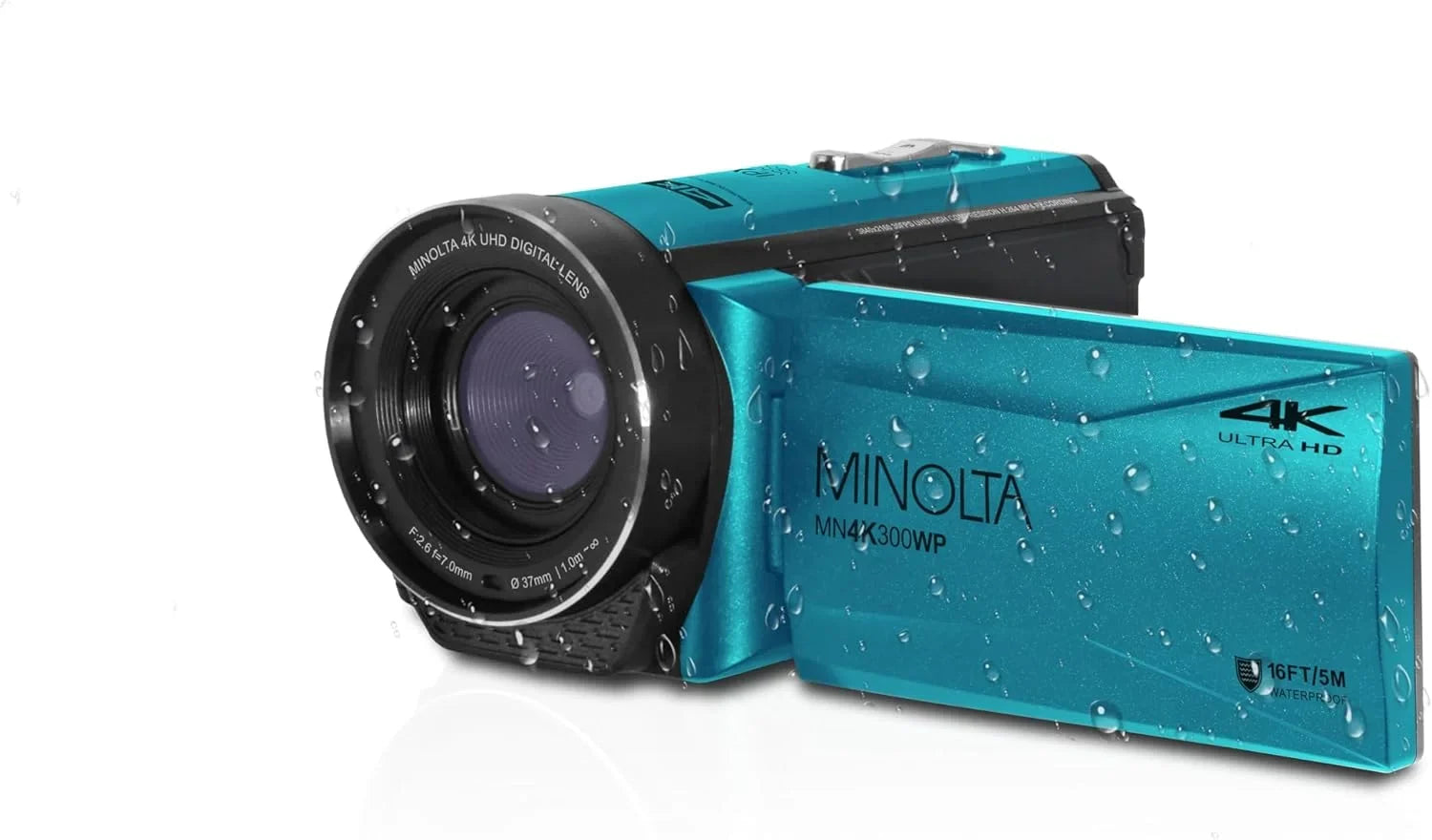 MINOLTA MN4K300WP 4K Ultra HD / 56 MP Waterproof Video Camcorder (Blue) Bundle With 128GB Memory Card + Camera Tripod + More Accessories