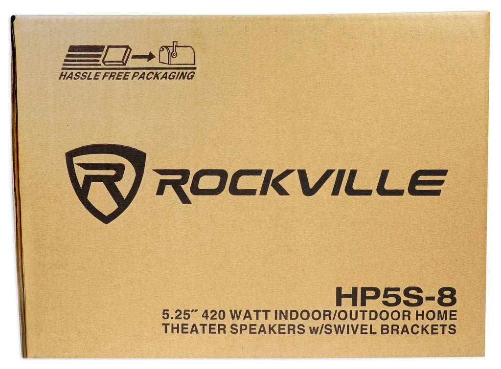 (8) Rockville HP5S-8 5.25" Outdoor/Indoor Home Theater Speakers+Swivel Brackets