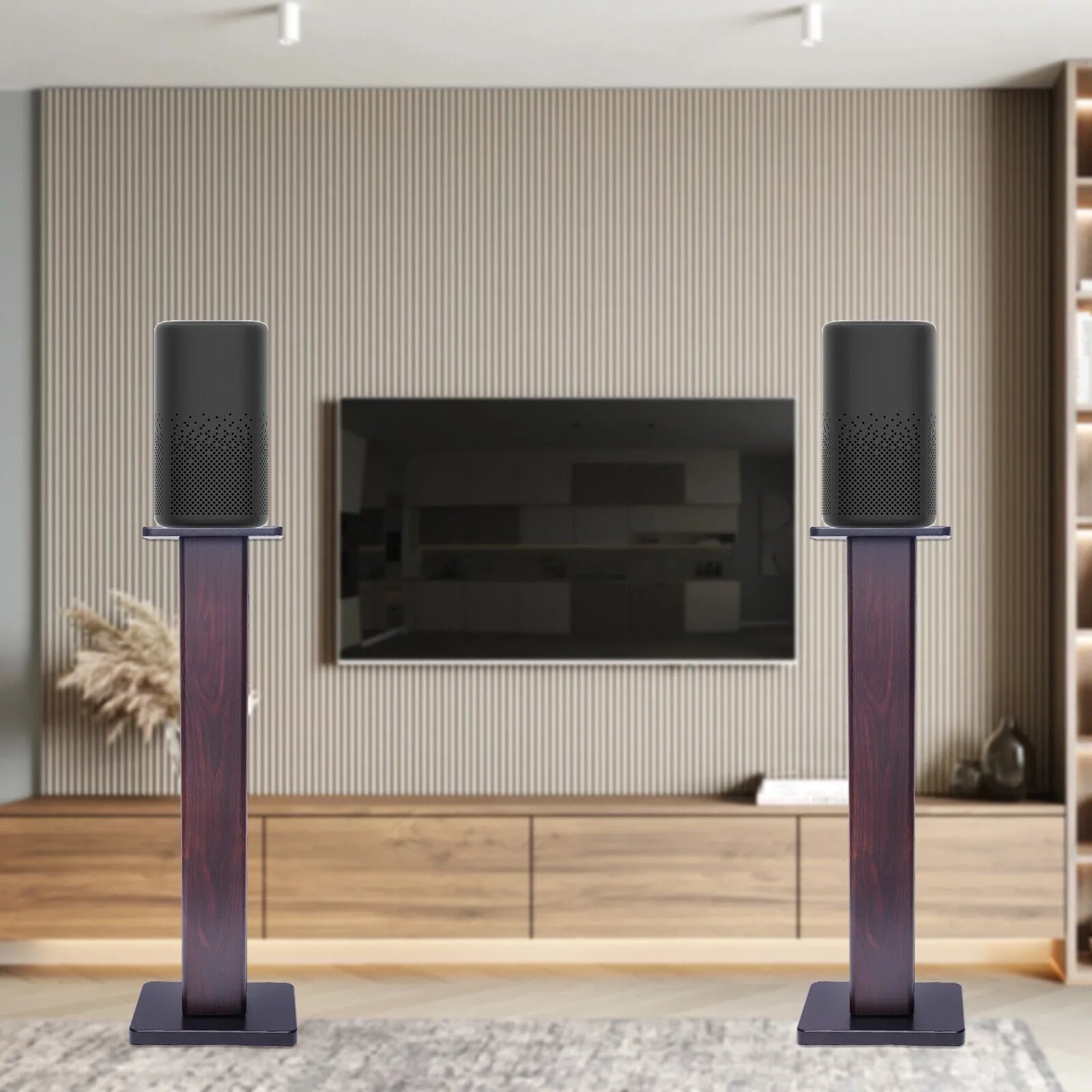 1 Pair Black Walnut Wood Speaker Stands for Surround Sound & Book Shelf Speakers 36"