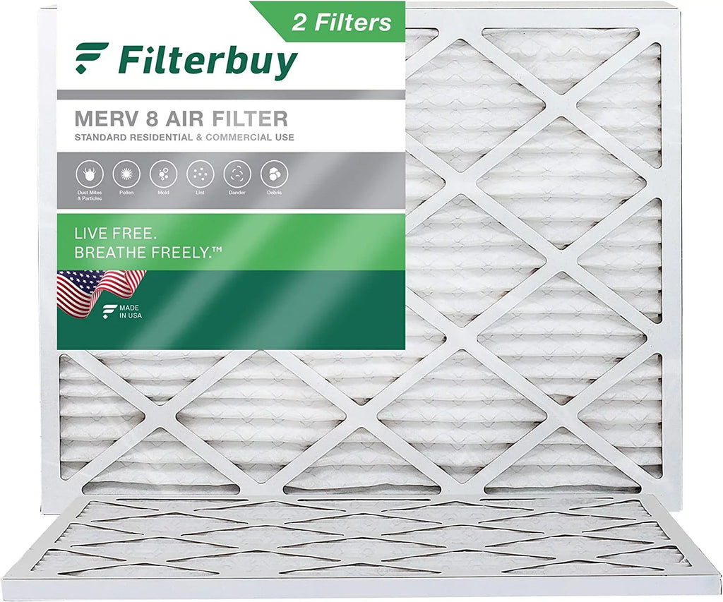 Filterbuy 19x20x1 MERV 8 Pleated HVAC AC Furnace Air Filters (2-Pack)