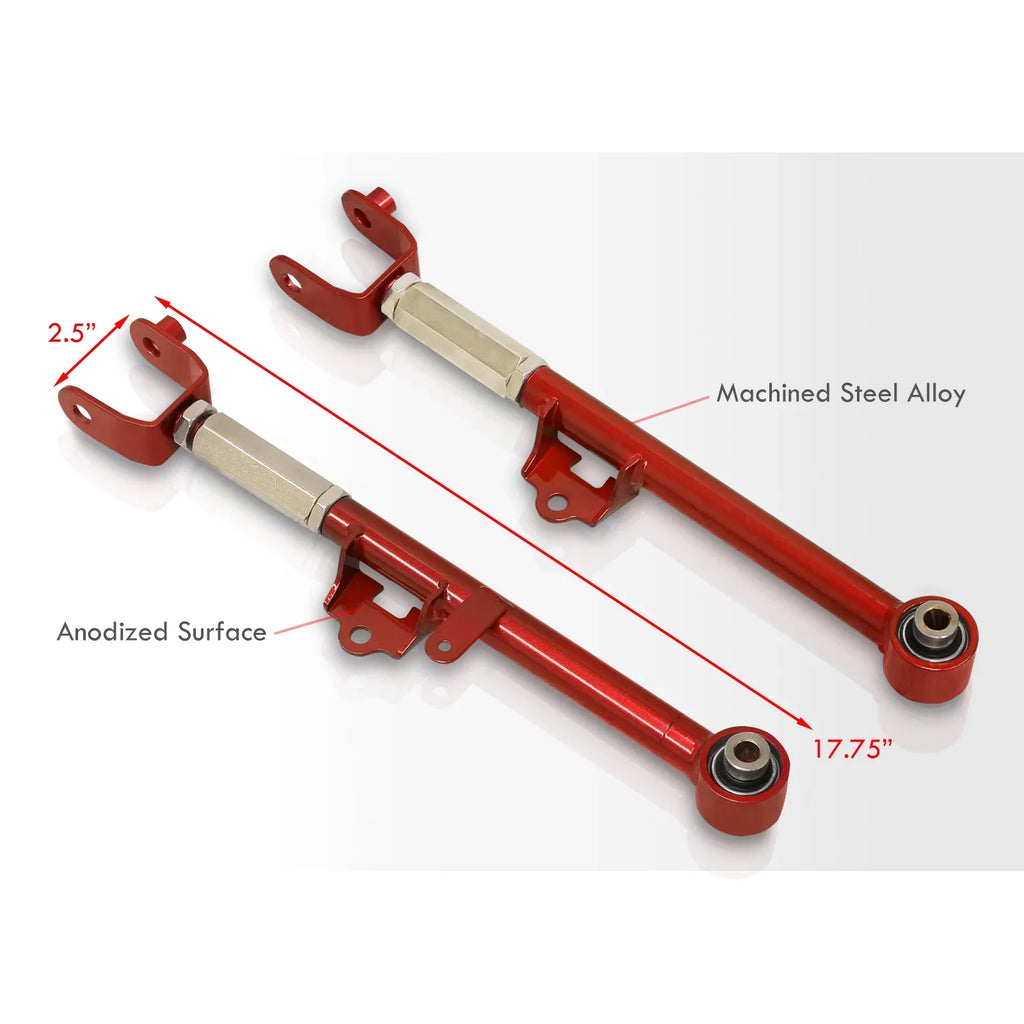 AJP Distributors Rear Lower Suspension Adjustable Toe Control Arms Rods LCA Kit Red Suitable For Mazda Miata MX-5 ND MX5 2016 2017 2018 2019 2020 2021 2022 2023 16 17 18 19 20 21 22 23