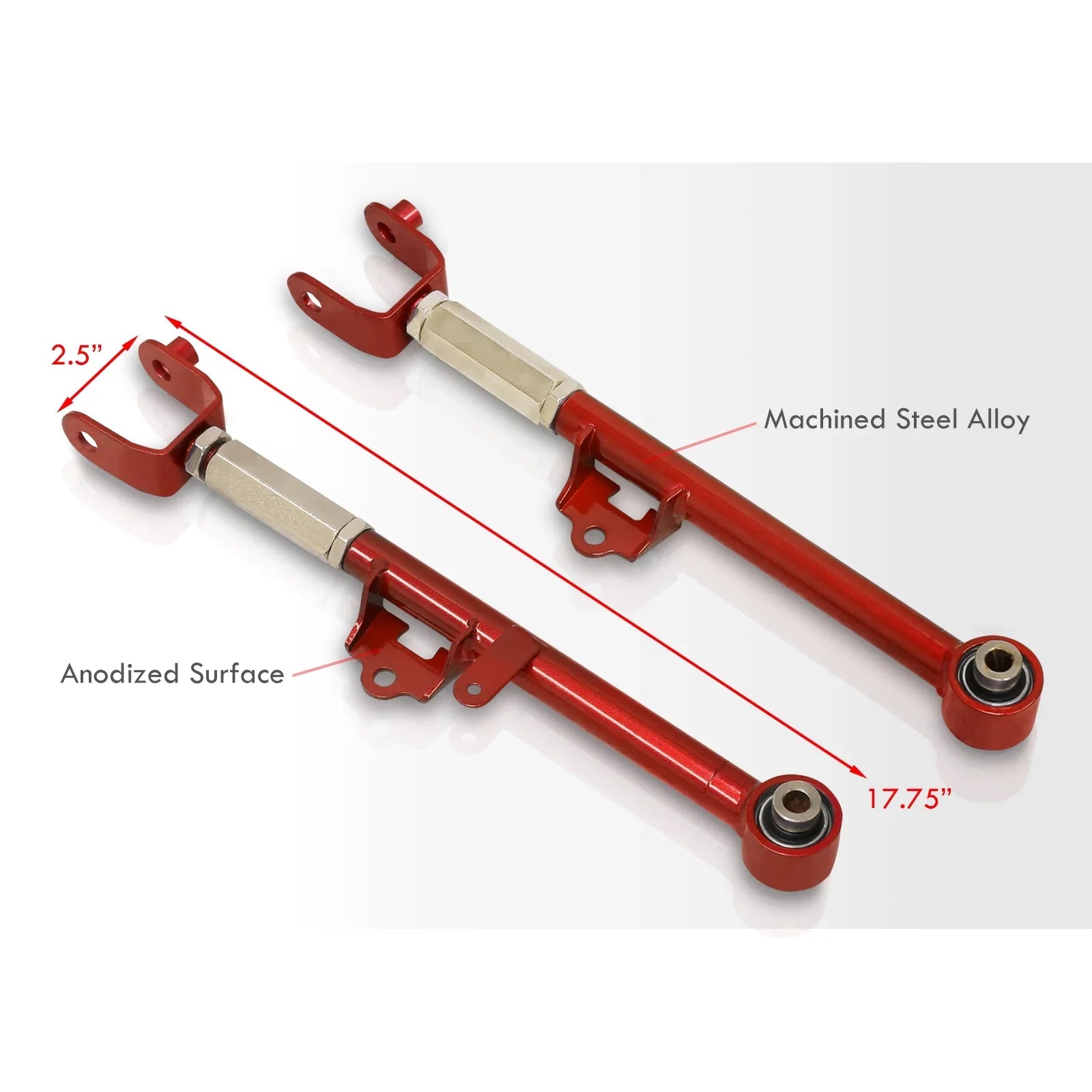 AJP Distributors Rear Lower Suspension Adjustable Toe Control Arms Rods LCA Kit Red Suitable For Mazda Miata MX-5 ND MX5 2016 2017 2018 2019 2020 2021 2022 2023 16 17 18 19 20 21 22 23