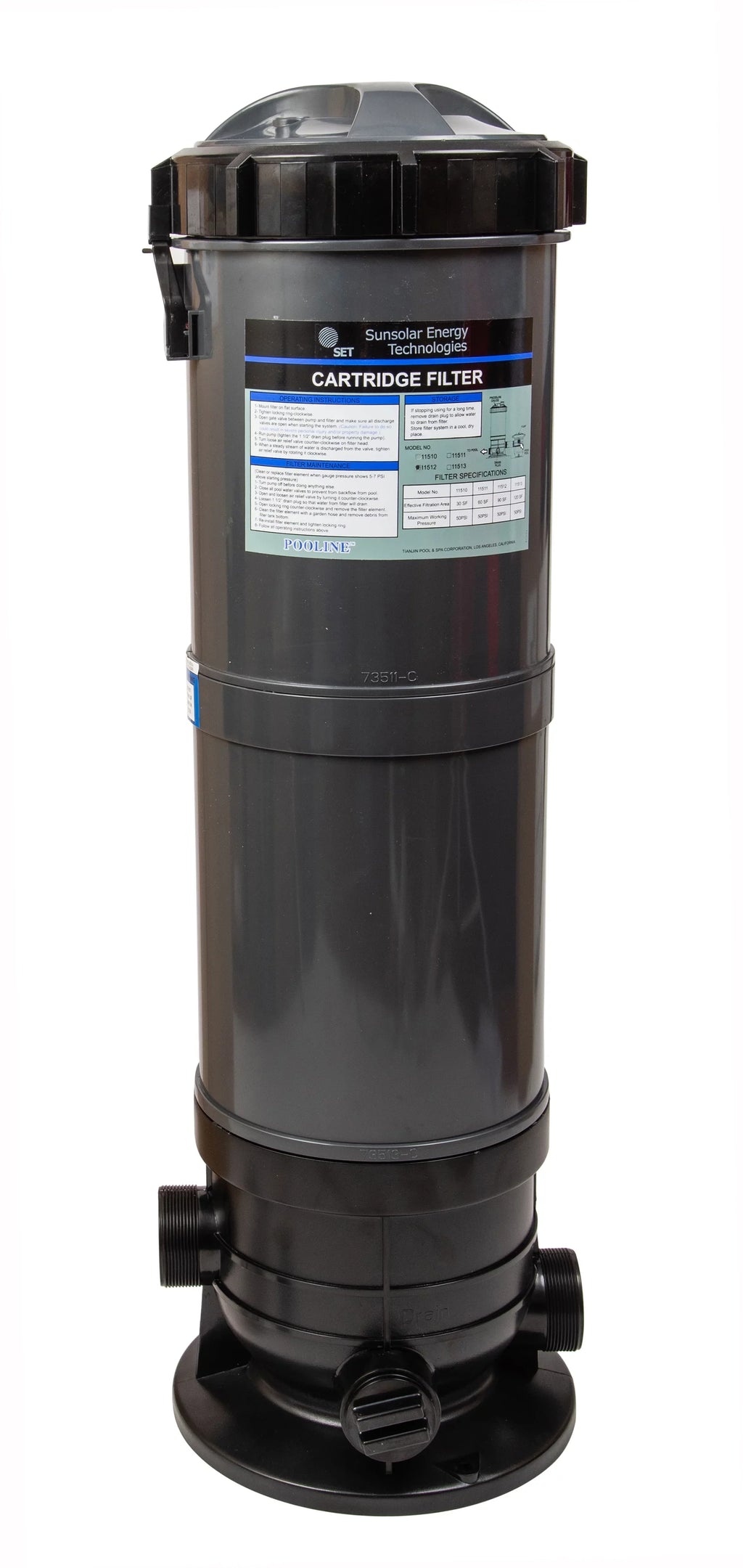 Cartridge Filter System with Pressure Gauge for Swimming Pools 90SF