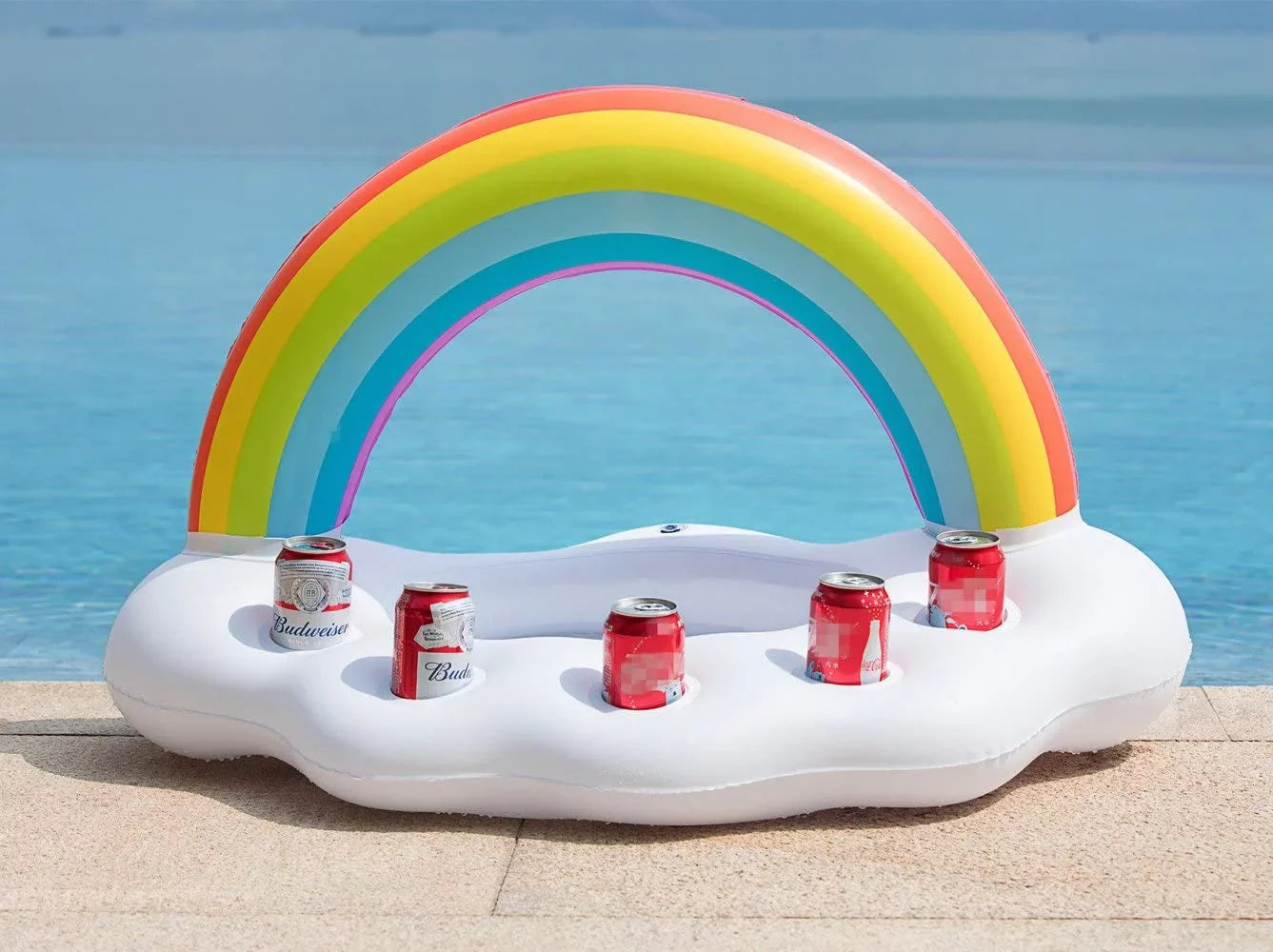Inflatable Rainbow Cloud Drink Holder Floating Beverage Water Fun Decorations