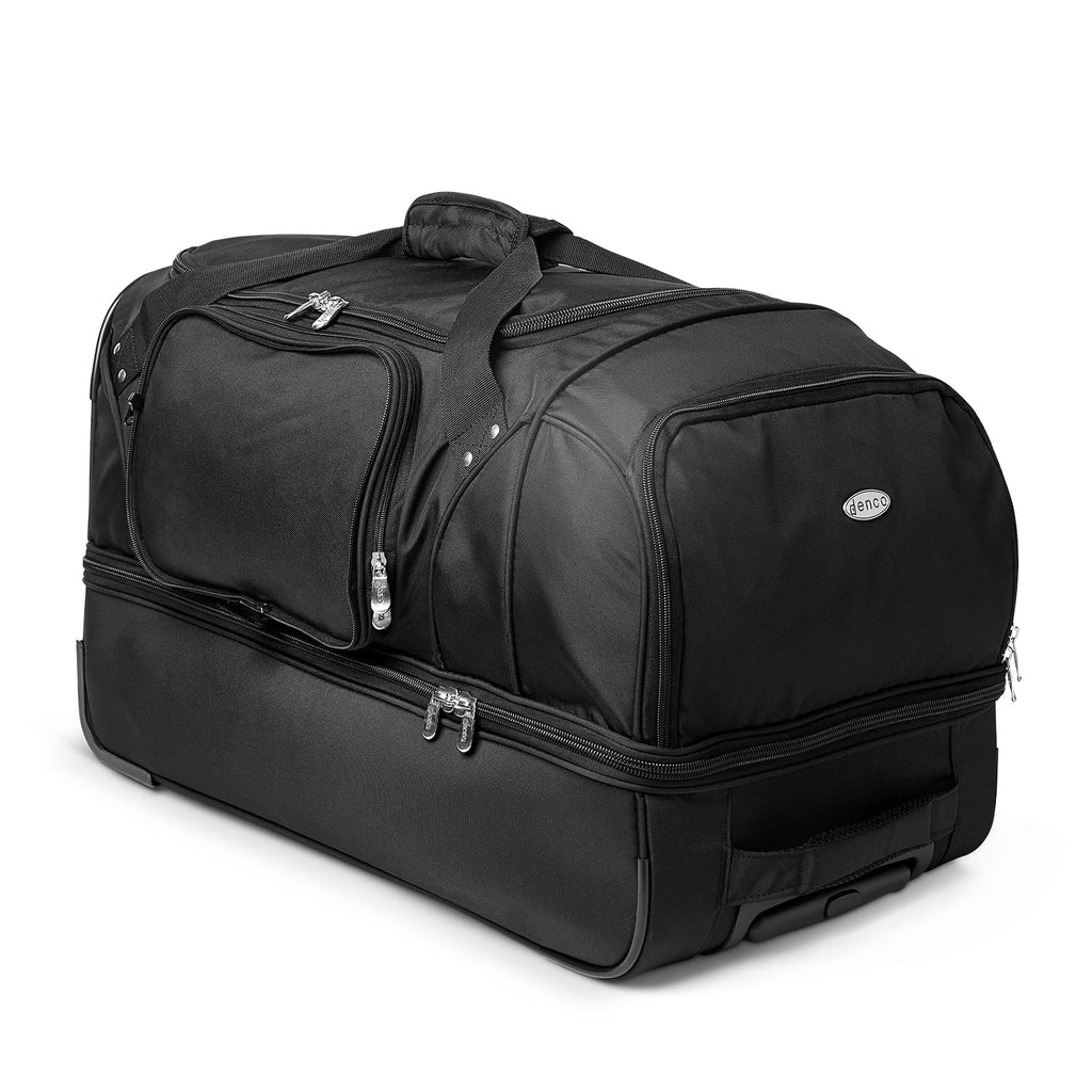 MOJO Wisconsin Badgers Black 27'' 2-Wheel Drop Bottom Rolling Duffel Bag