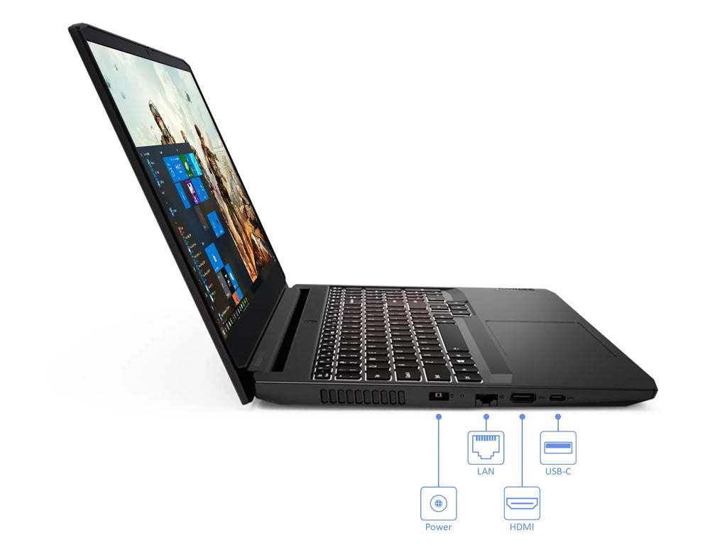 Lenovo IdeaPad 3 Gaming Laptop, 15.6" 120Hz FHD Display, AMD Ryzen 5 5600H Upto 4.2GHz, 16GB RAM, 1TB NVMe SSD, NVIDIA GeForce RTX 3050, HDMI, Wi-Fi, Bluetooth, Windows 10 Pro