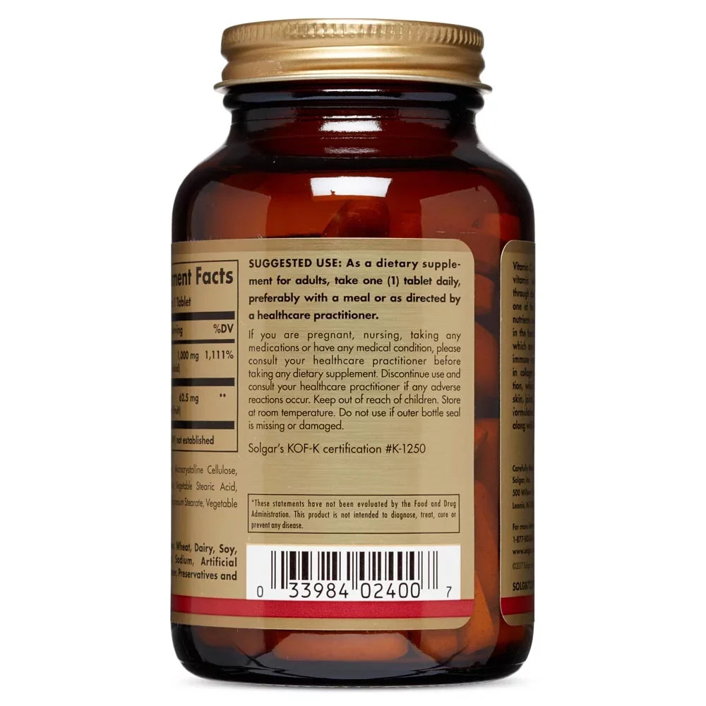Solgar Vitamin C 1000 mg with Rose Hips Tablets, 100 Ct