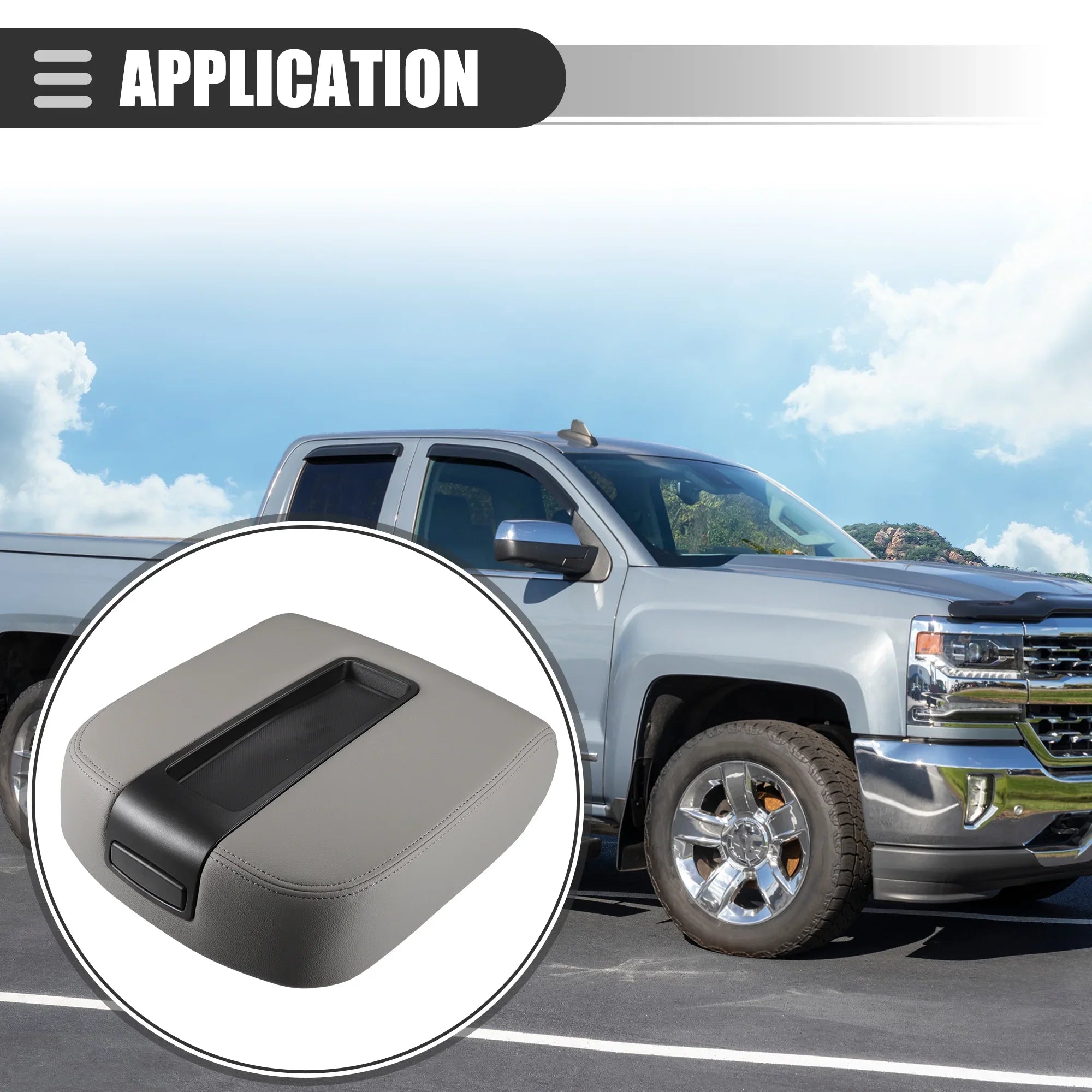 Center Console Lid Armrest Shield for Chevy Silverado 1500 2500HD 3500HD 2007-2013 No.19328717 Gray