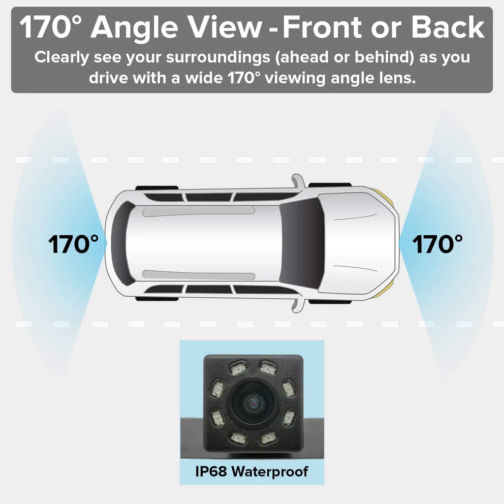 Master Tailgaters OEM Rear View Mirror with 4.3” LCD Screen, Wireless Transmitter & Waterproof 170° LED Backup Camera Kit - Universal Fit for All Cars