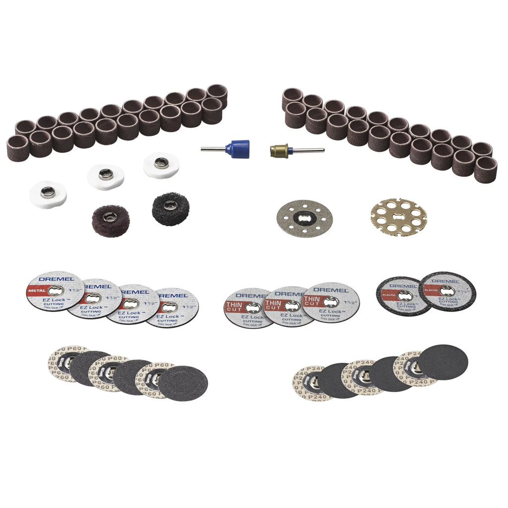 Dremel EZ725 70-Piece EZ All-Purpose Accessory Rotary Tool Mandrels Storage Kit, EZ-Lock and EZ Drum for Faster Accessory Changes, Accessories to Cut, Polish, Clean, and Sand