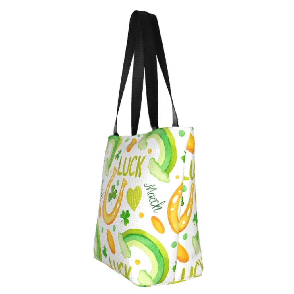 Easygdp St Patrick's Day1 Stylish Canvas Handbag Shoulder Tote Bag, Shopping Bag with Zip, Suitable for Buying Groceries, Office, Fitness