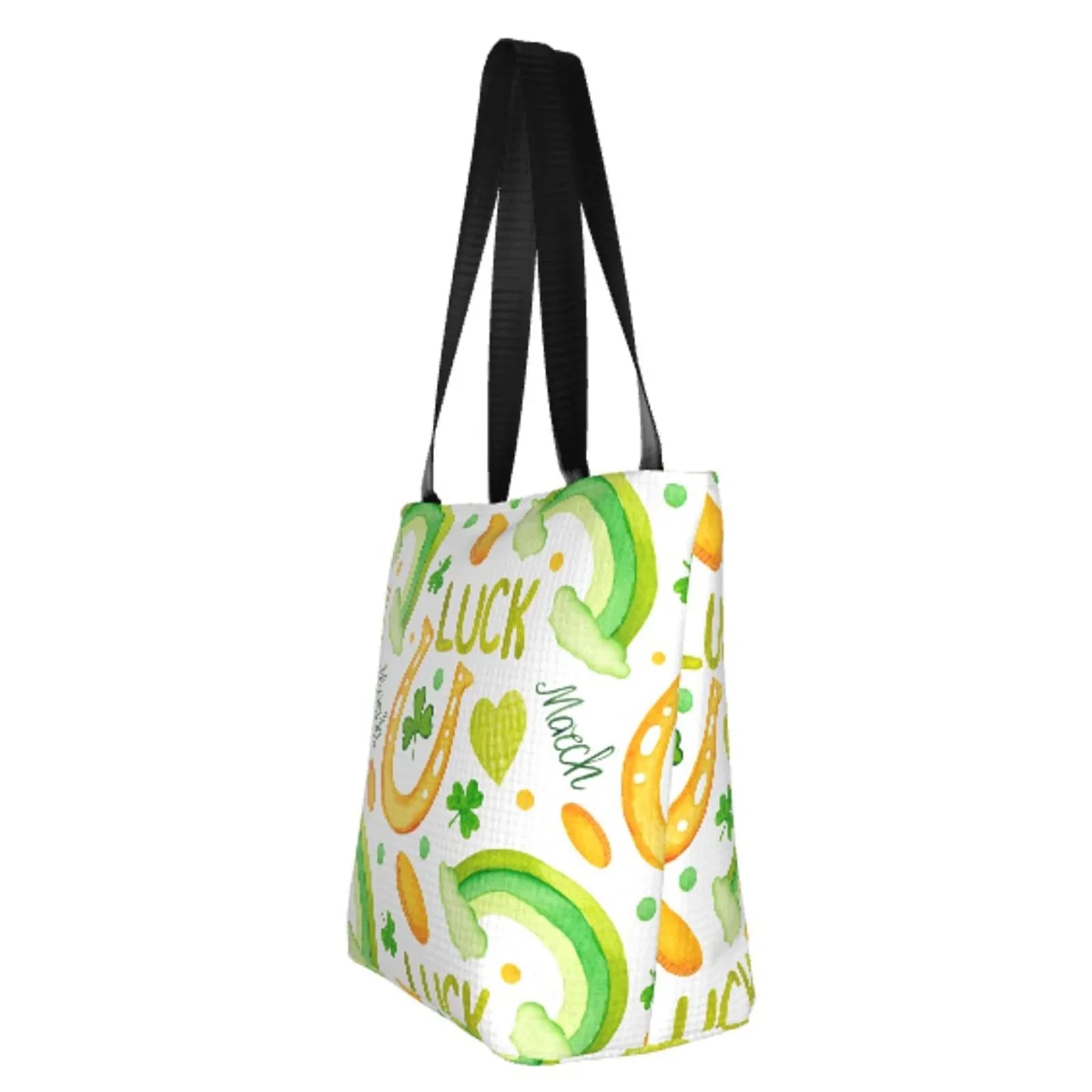 Easygdp St Patrick's Day1 Stylish Canvas Handbag Shoulder Tote Bag, Shopping Bag with Zip, Suitable for Buying Groceries, Office, Fitness