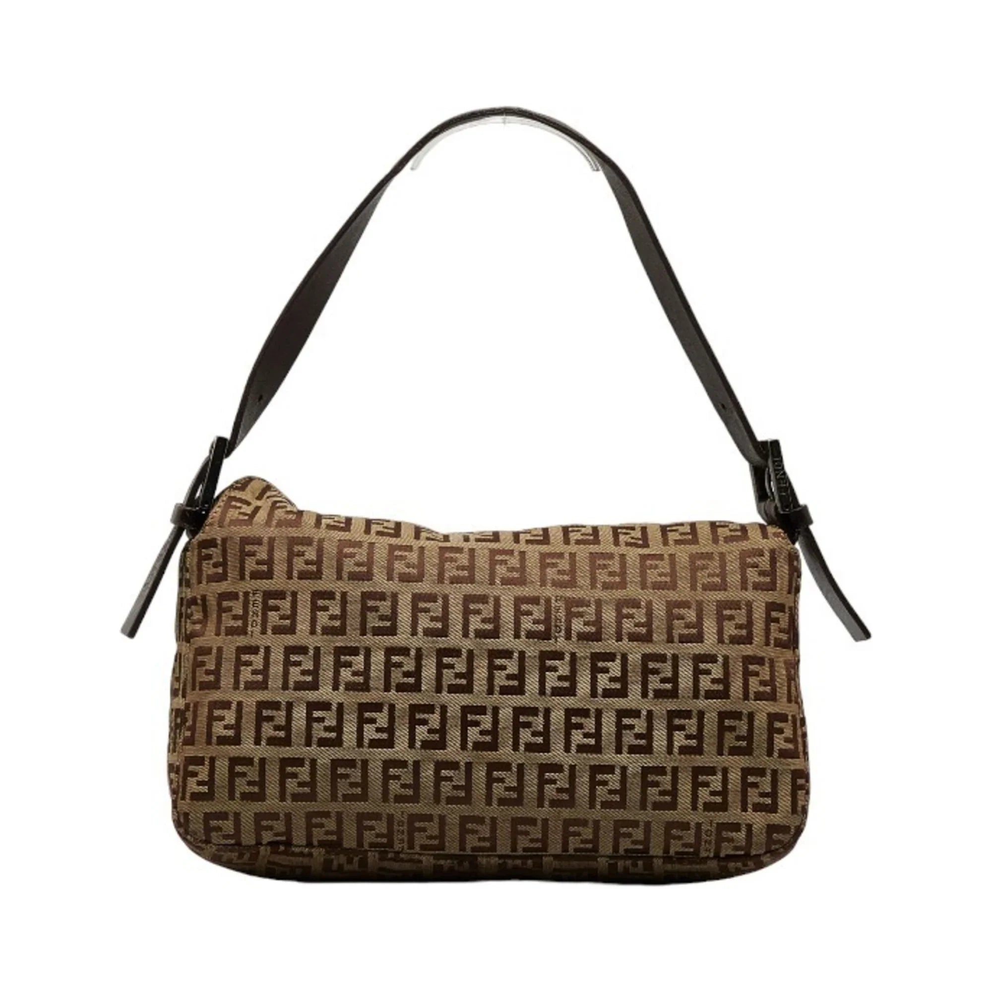 Pre-Owned FENDI Zucchino Mamma Bucket Shoulder Bag 8BR003 Brown Canvas Leather Women's (Fair)