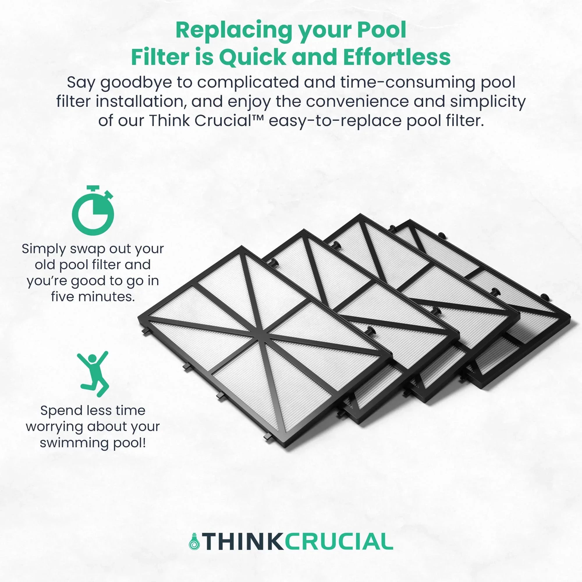 Think Crucial Replacement Ultra Fine Filters Matching with Maytronics Dolphin, Nautilus CC Plus, M200, M400, M500, M4, M5, Wave 65, Wave 90, Oasis Z5 Models, Part# 9991432-R4 - Large Filter Panels