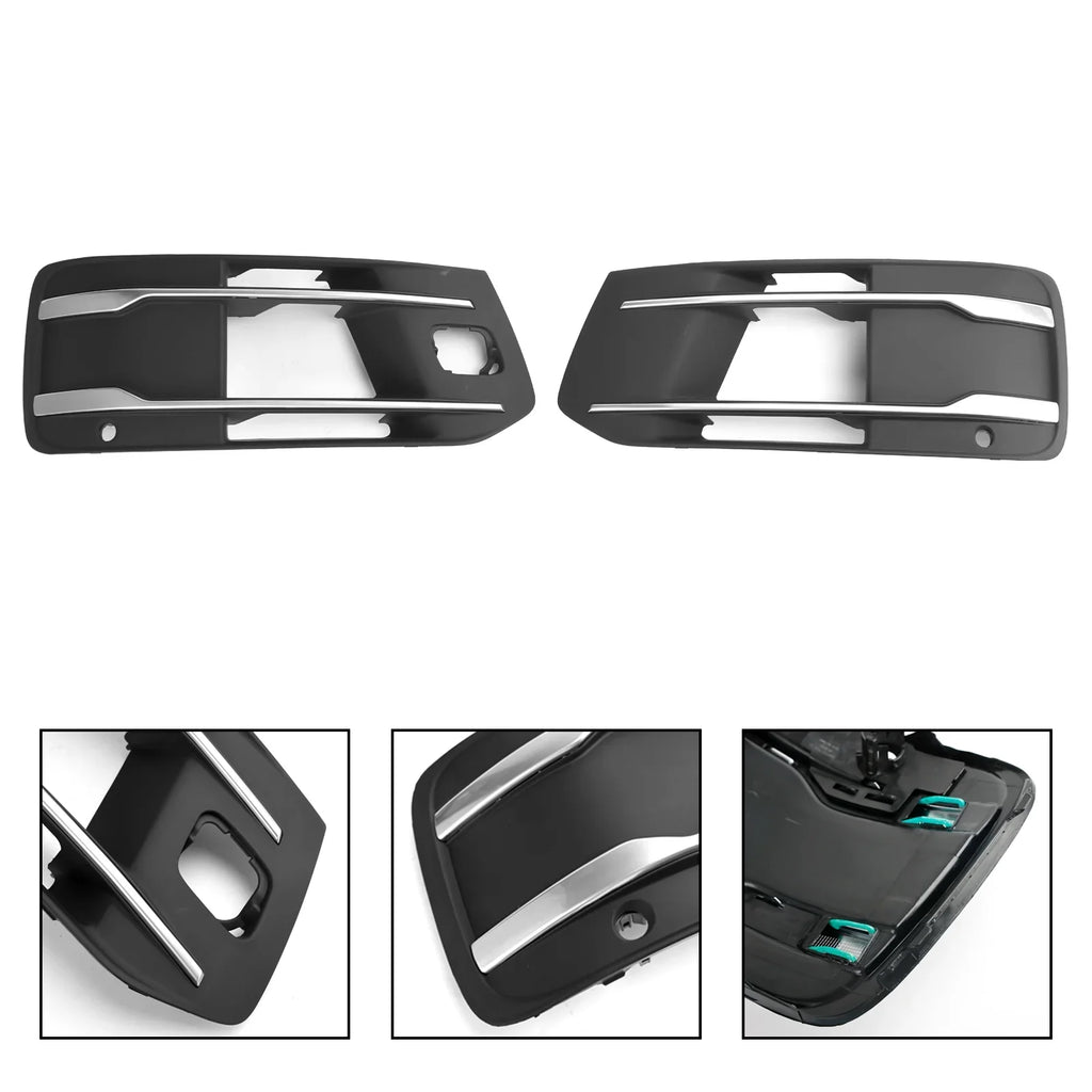 Front Bumper Protection Fog Light Grille Bezel Insert Grill Fit for Audi Q7 2016-2019