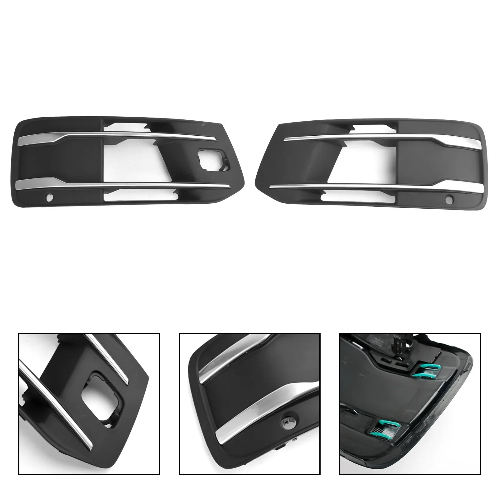 Front Bumper Protection Fog Light Grille Bezel Insert Grill Fit for Audi Q7 2016-2019