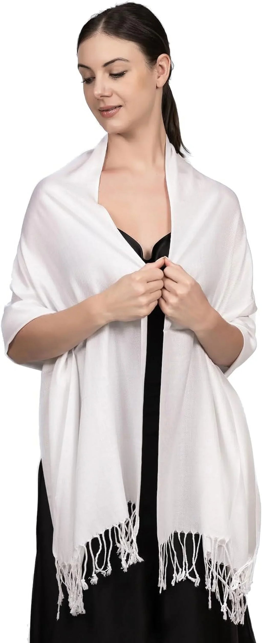 Achillea Large Soft Silky Pashmina Shawl Wrap Scarf in Solid Colors