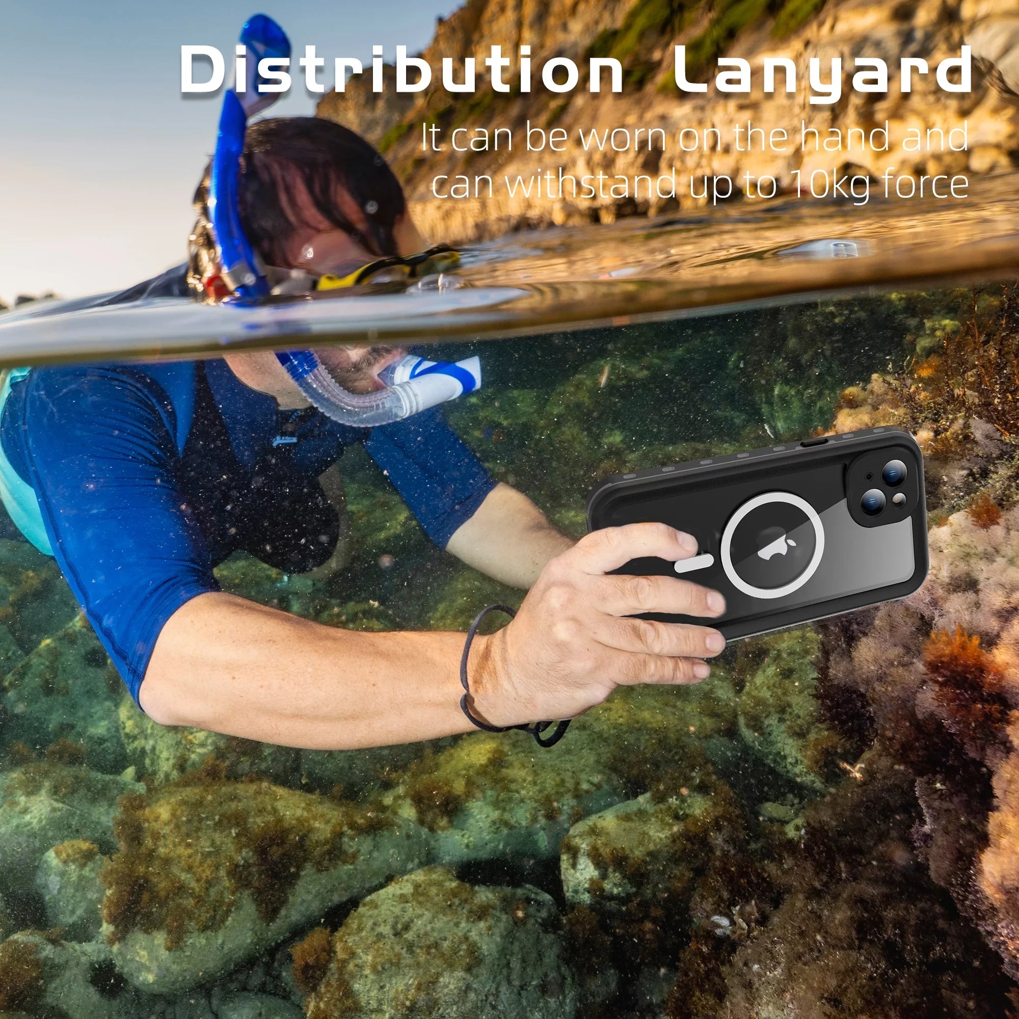 ELEHOLD for iPhone 15 Plus Waterproof Case, Built-in Screen Protector Full-Body Rugged Shockproof Military Drop Proof IP68 Underwater Heavy Duty Magnetic Case for iPhone 15 Plus - 6.7inch,Black