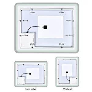 CoSoTower Simple Deluxe 36 x 28 Inch Large Wall Anti-Fog Dimmable LED Bathroom Vanity Makeup Mirror with White/Warm Light（Horizontal/Vertical）, Transparent