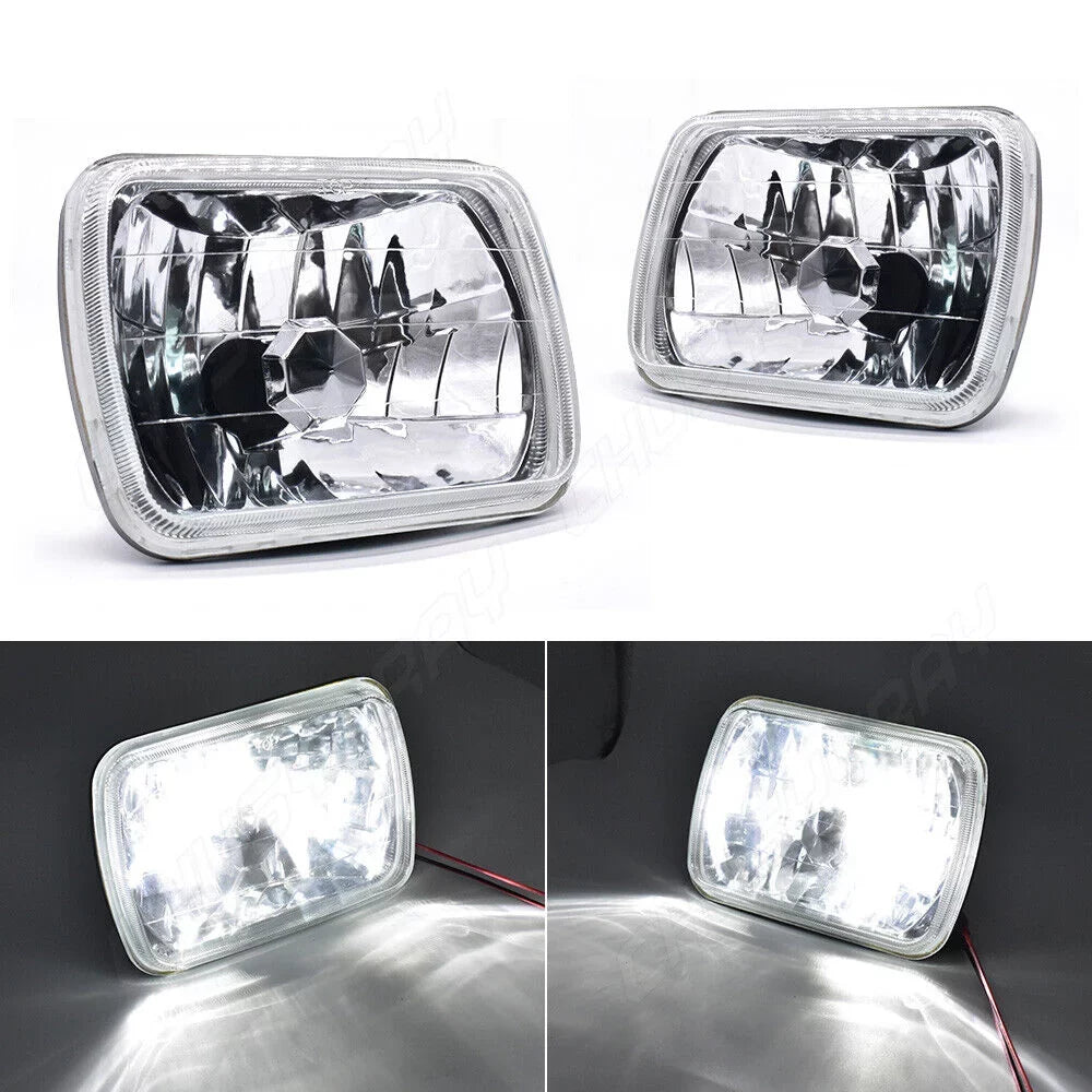 NEW 5X7" 7x6" LED Headlights For 1986-1995 Jeep Wrangler YJ 1984-2001 Cherokee XJ Lampshade Pack of 2