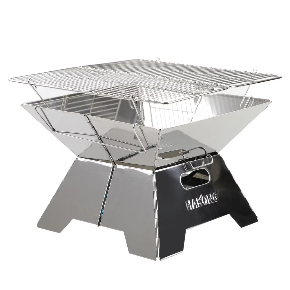 HAKONG Stainless Steel Portable BBQ Grill Foldable Design Perfect for Traveling and Picnic Barbecue