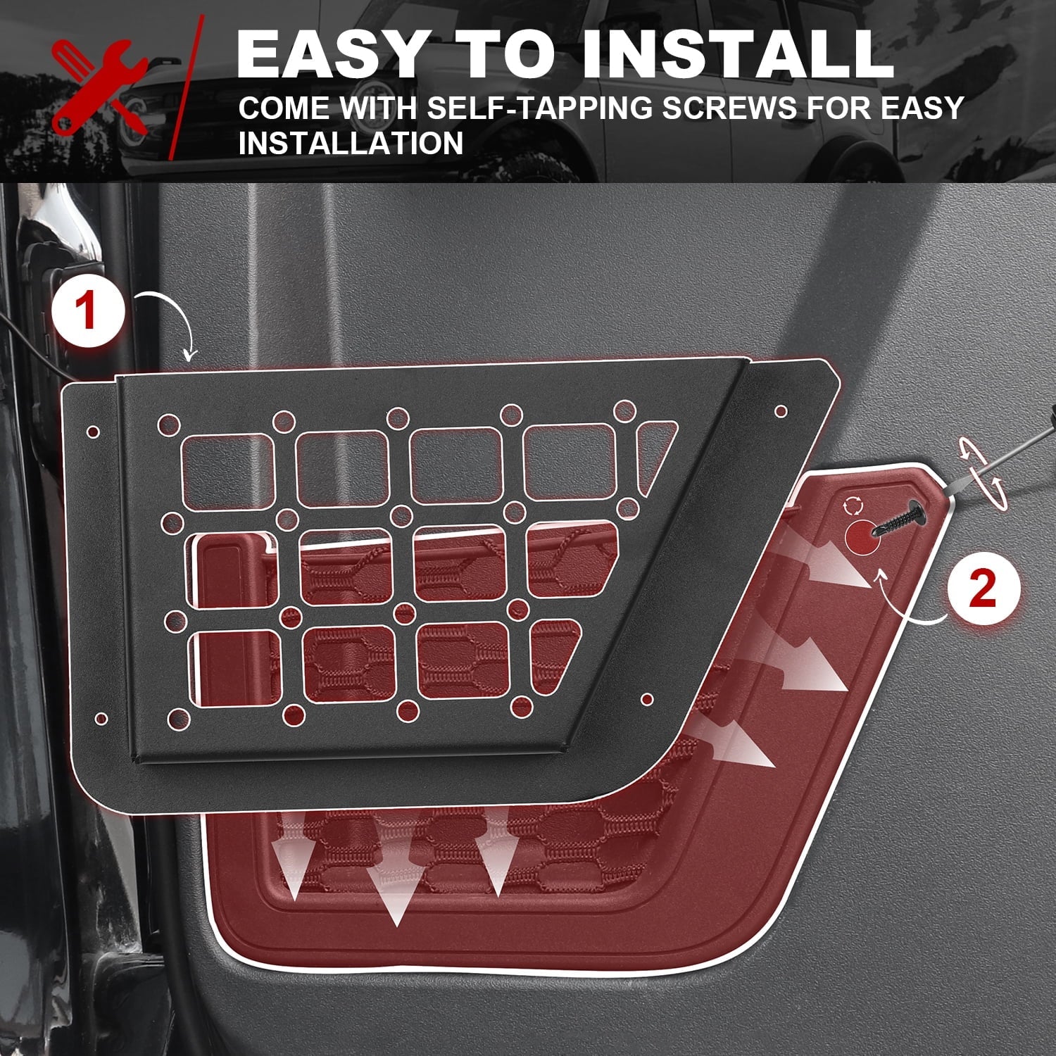 MFC 2Pcs Rear Door Storage Pocket Side Organizer Box Suitable with for Ford Bronco Accessories