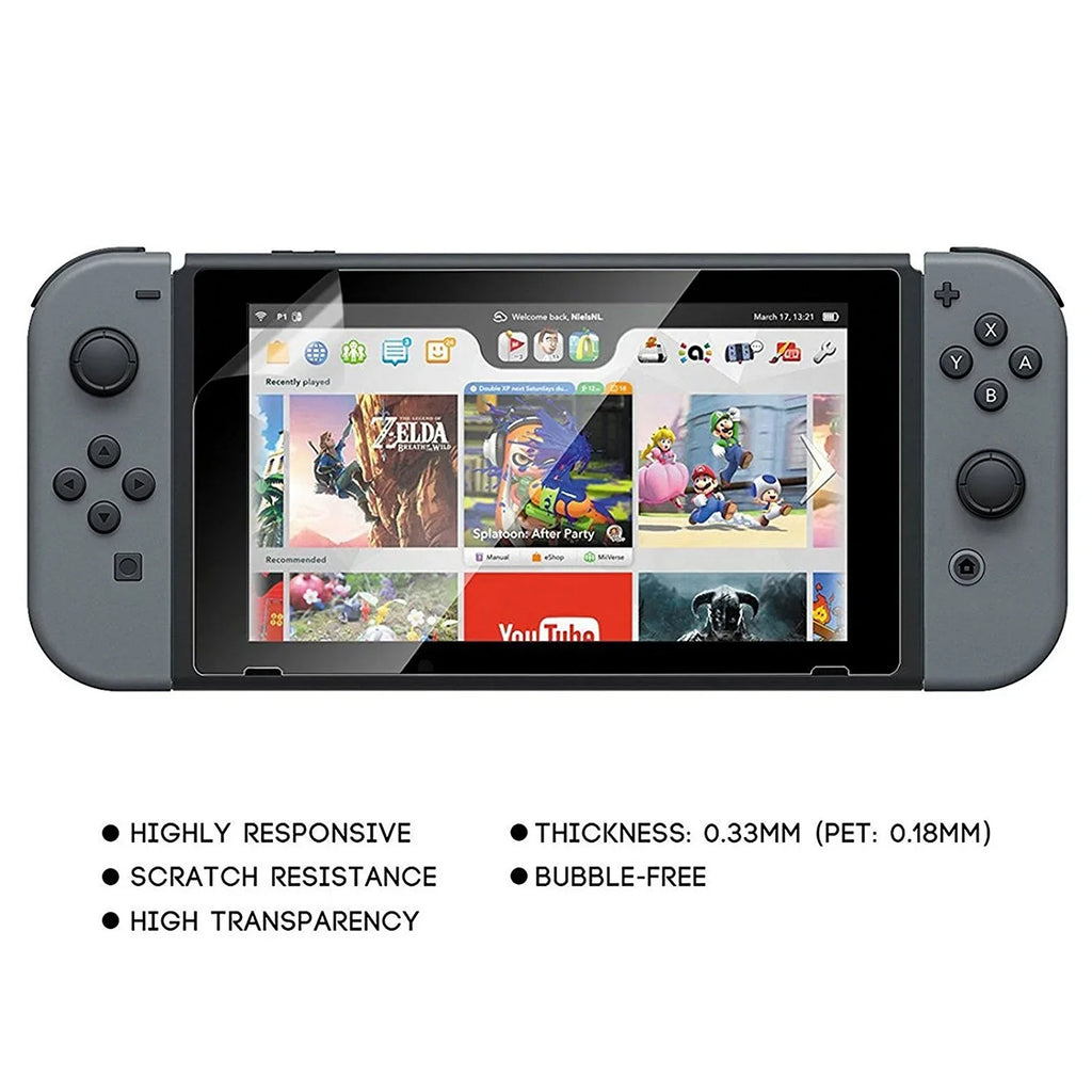16-in-1 Accessories Kit Fit for Nintendo Switch OLED, EEEkit Accessories Bundle with Carrying Case, Protective Wrap Case, Tempered Glass Screen Protector, Thumb Grips, and More, Black