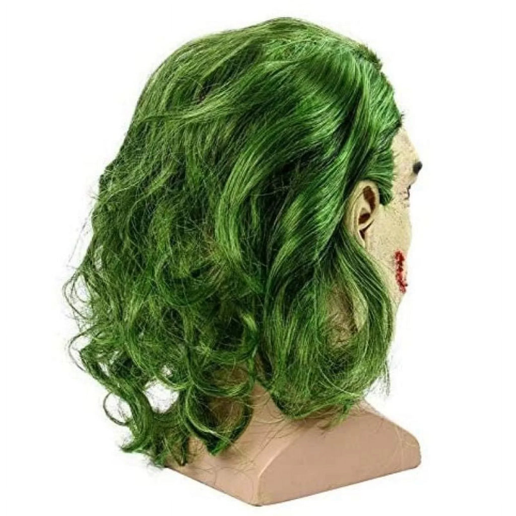 Lelaffet Joker Mask Adult Vinyl Full Head Masks with Green Hair Accessory