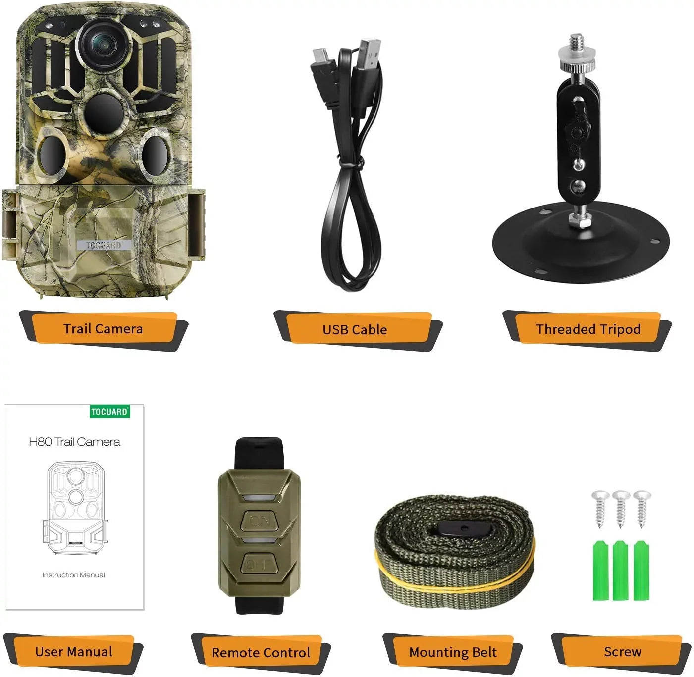 CAMPARK H80 WiFi Bluetooth Trail Camera 20MP 1296P Game Hunting Camera with Nigth Vision Waterproof