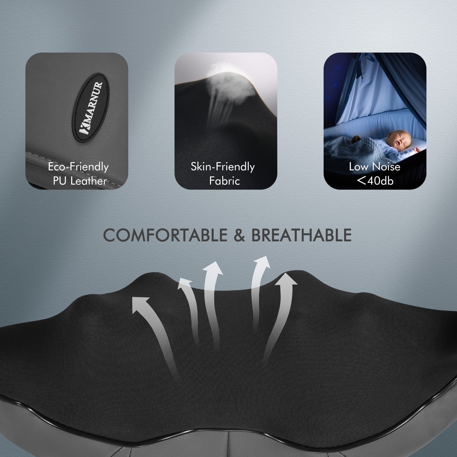 MARNUR Neck and Shoulder Massager, Deep Kneading Massager with Heat for Full-body, Gray