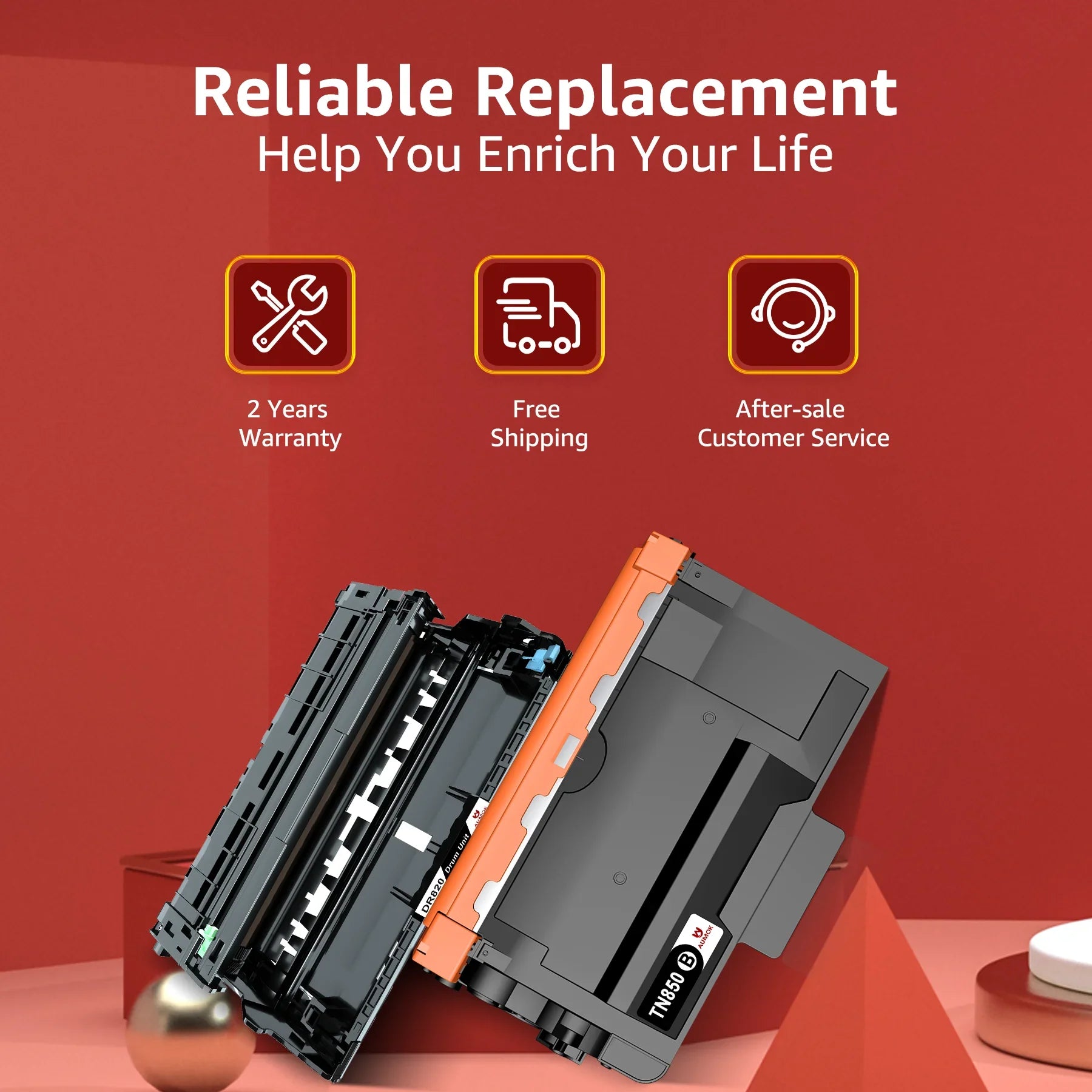 [4x Toner + 1x Fitting Toner&Drum Cartridge Replacement TN-850 DR-820 | Use with MFC-L5900DW HL-L6200DW HL-L6200DWT MFC-L5900DW MFC-L5800DW DCP-L5500DN Printers, black