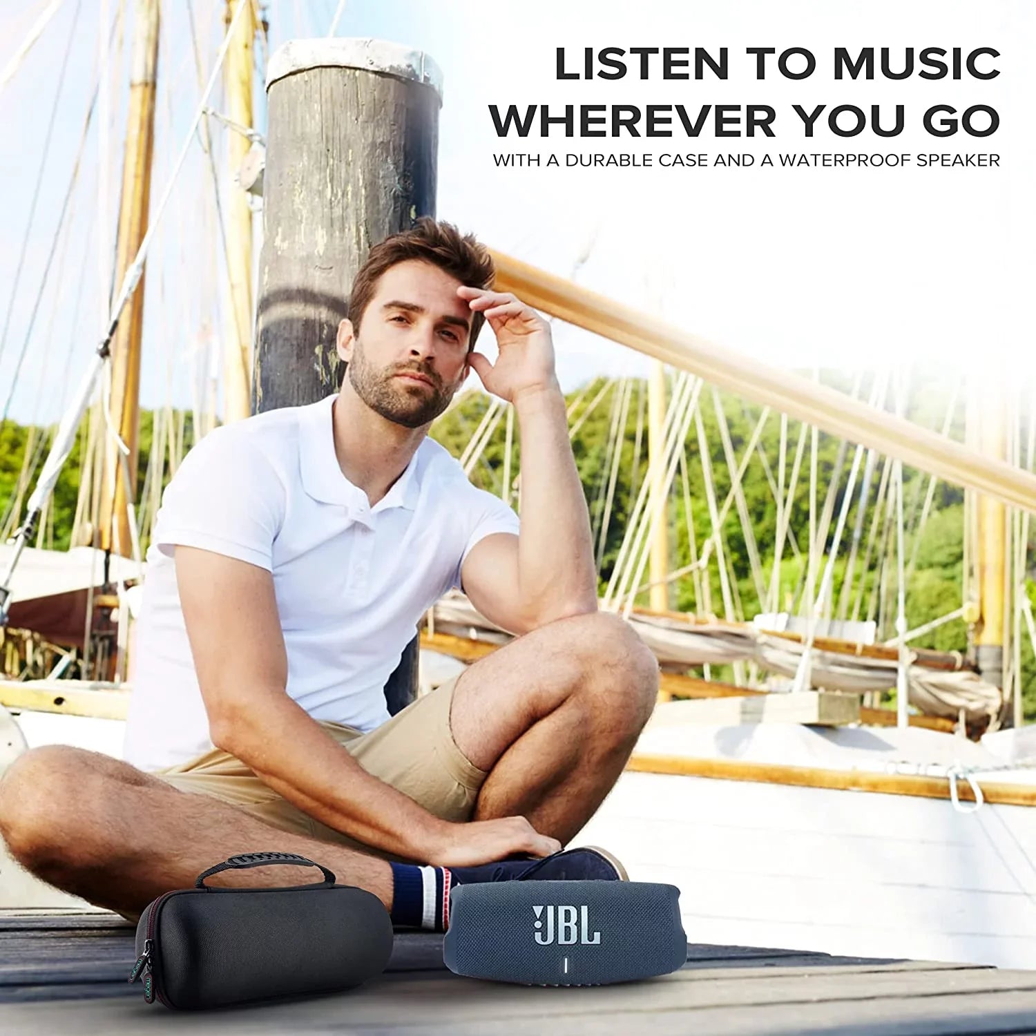 JBL Charge 5 blue Portable Bluetooth Speaker w/Case