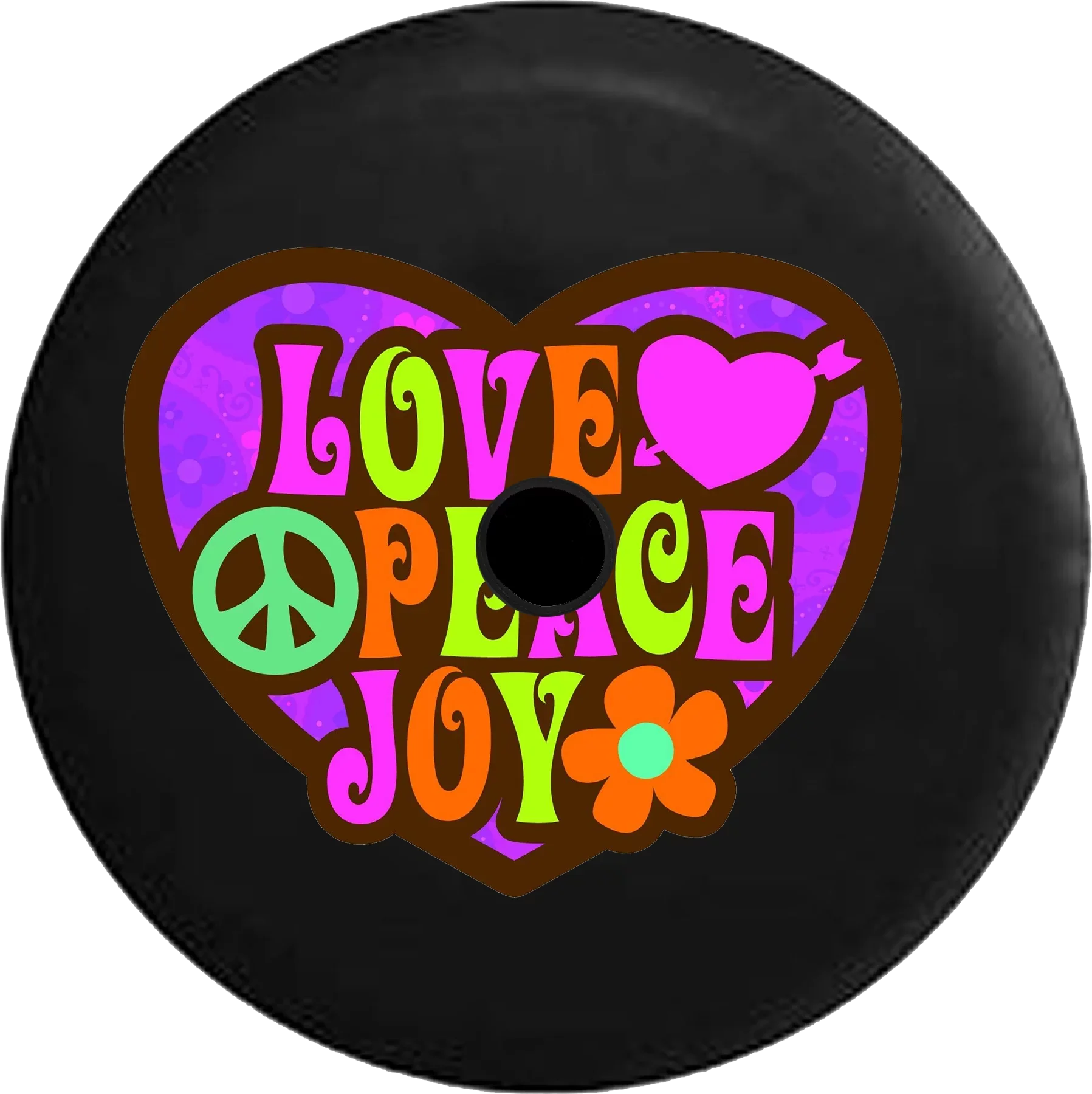 2018 2019 Wrangler JL Backup Camera Love Peace Joy Heart Sign Heart Flower Spare Tire Wrap for Jeep RV 32 Inch